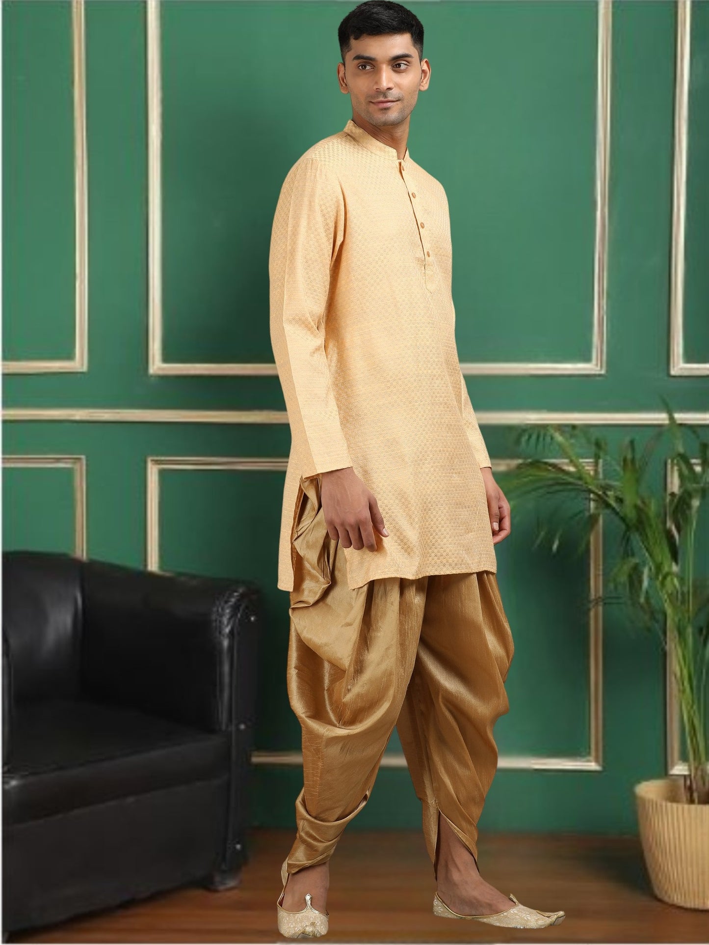 Tattva Bronze Toned Jacquard Short Kurta