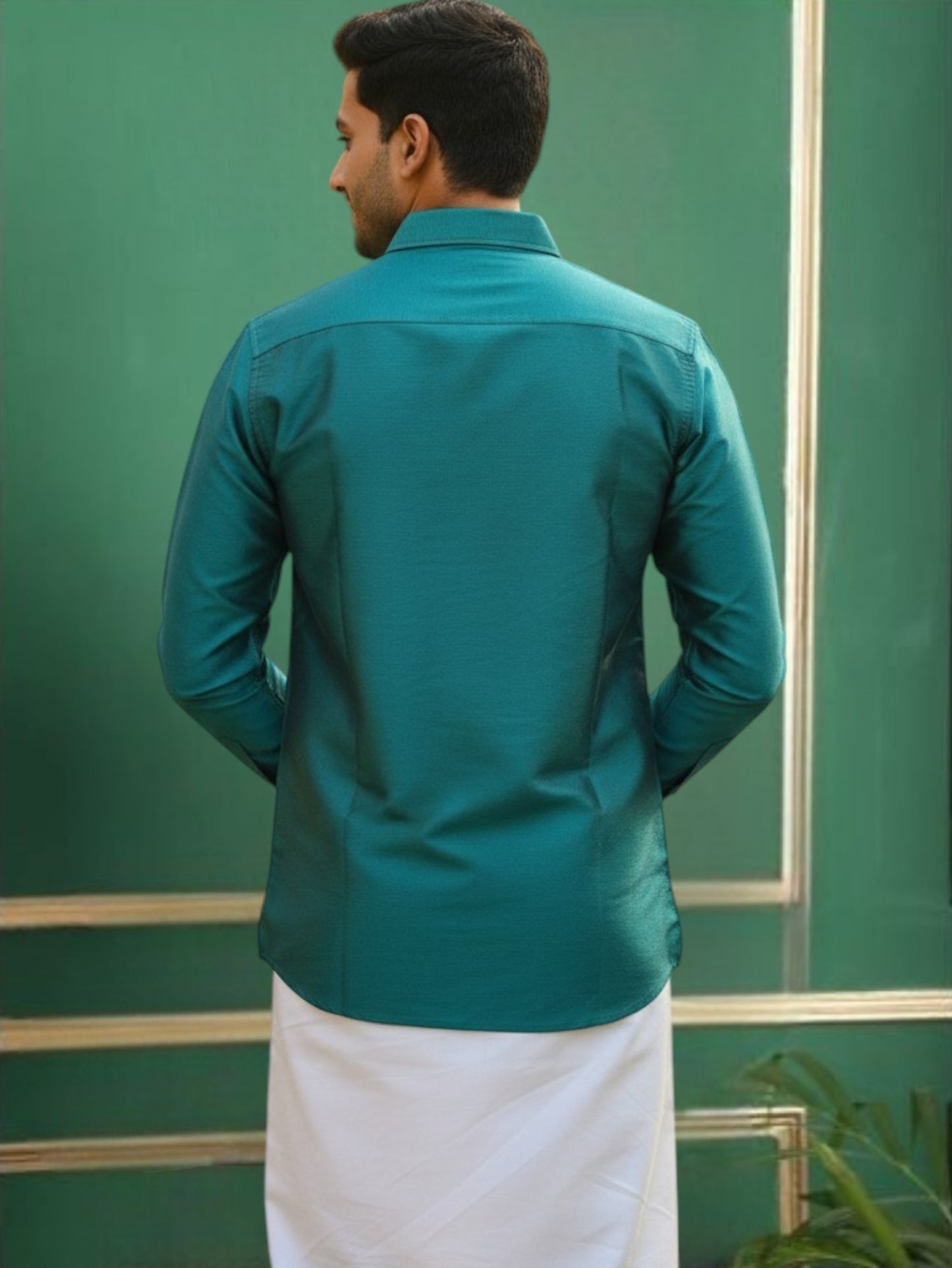 Tattva Mens Blue Colour Solid Party Shirt