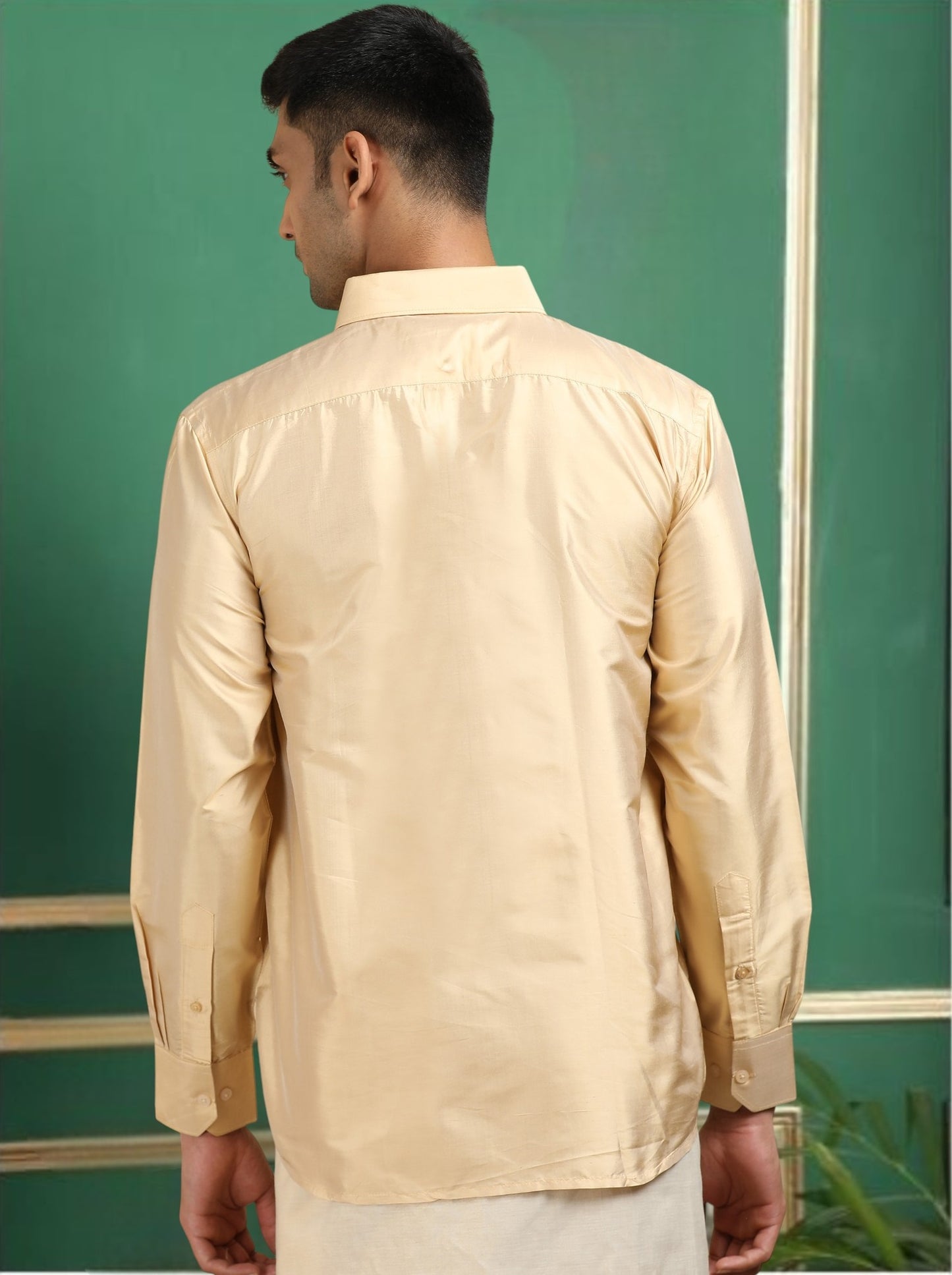 Tattva Men Bronze Toned Pure Silk Shirt