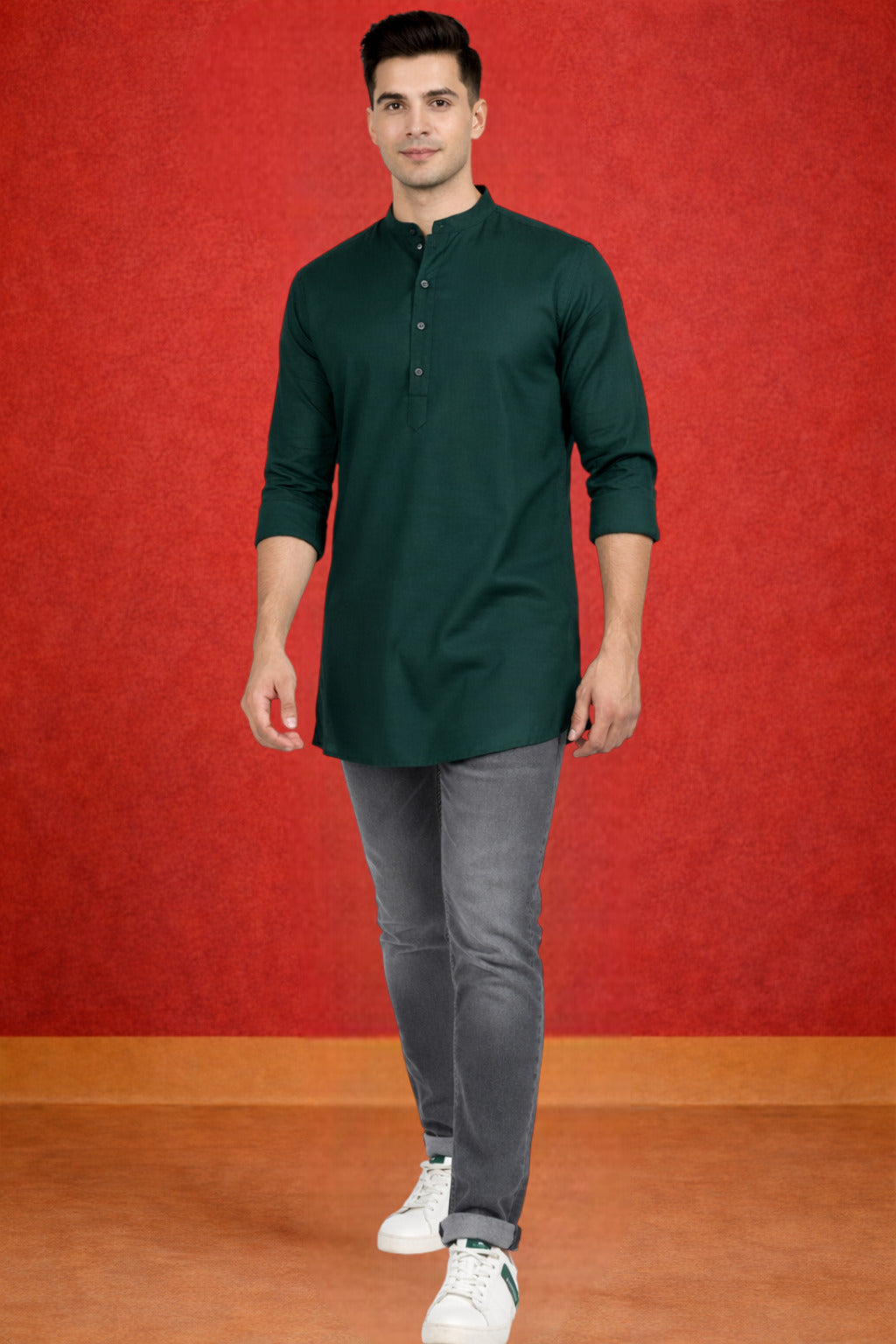 Tattva Men Premium Cotton Printed Straight Kurta