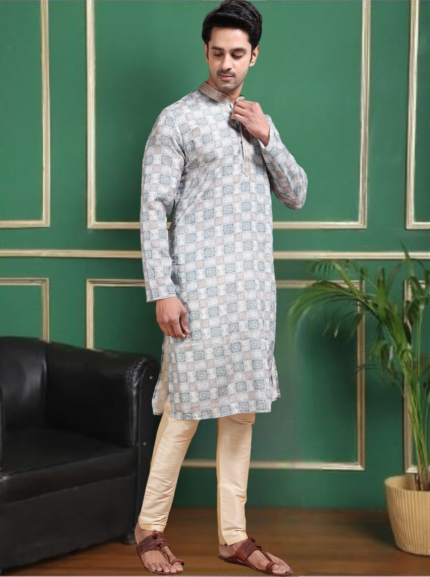 Tattva Men Empire Sequinned Kurta with Pyjamas