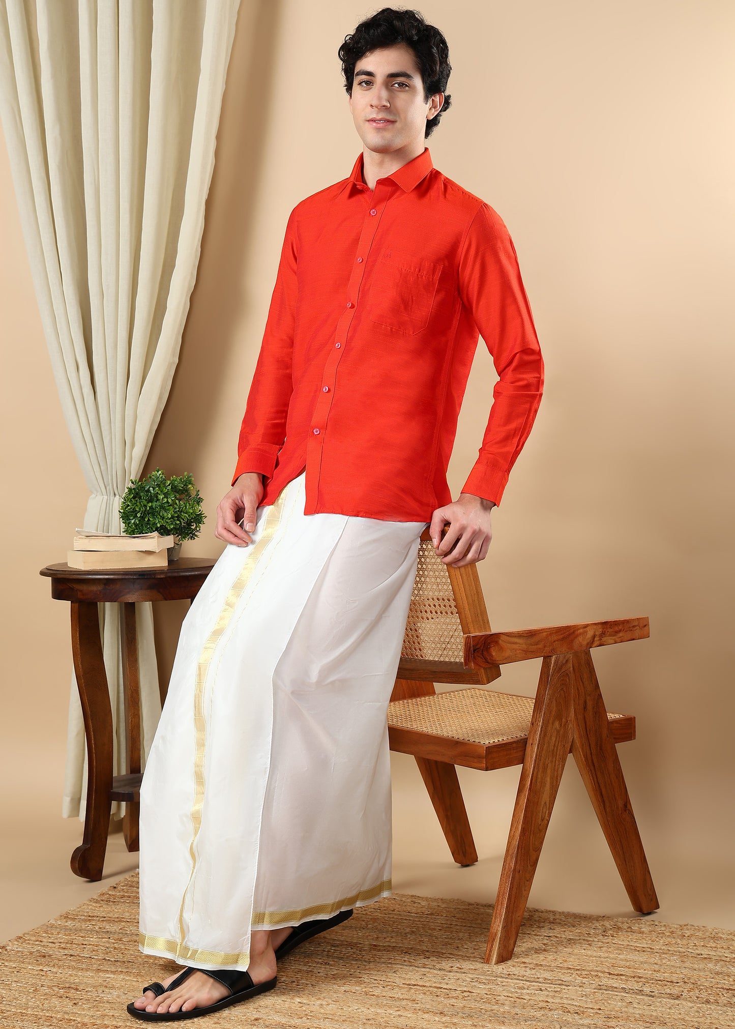 Tattva Men Orange Solid Shirt