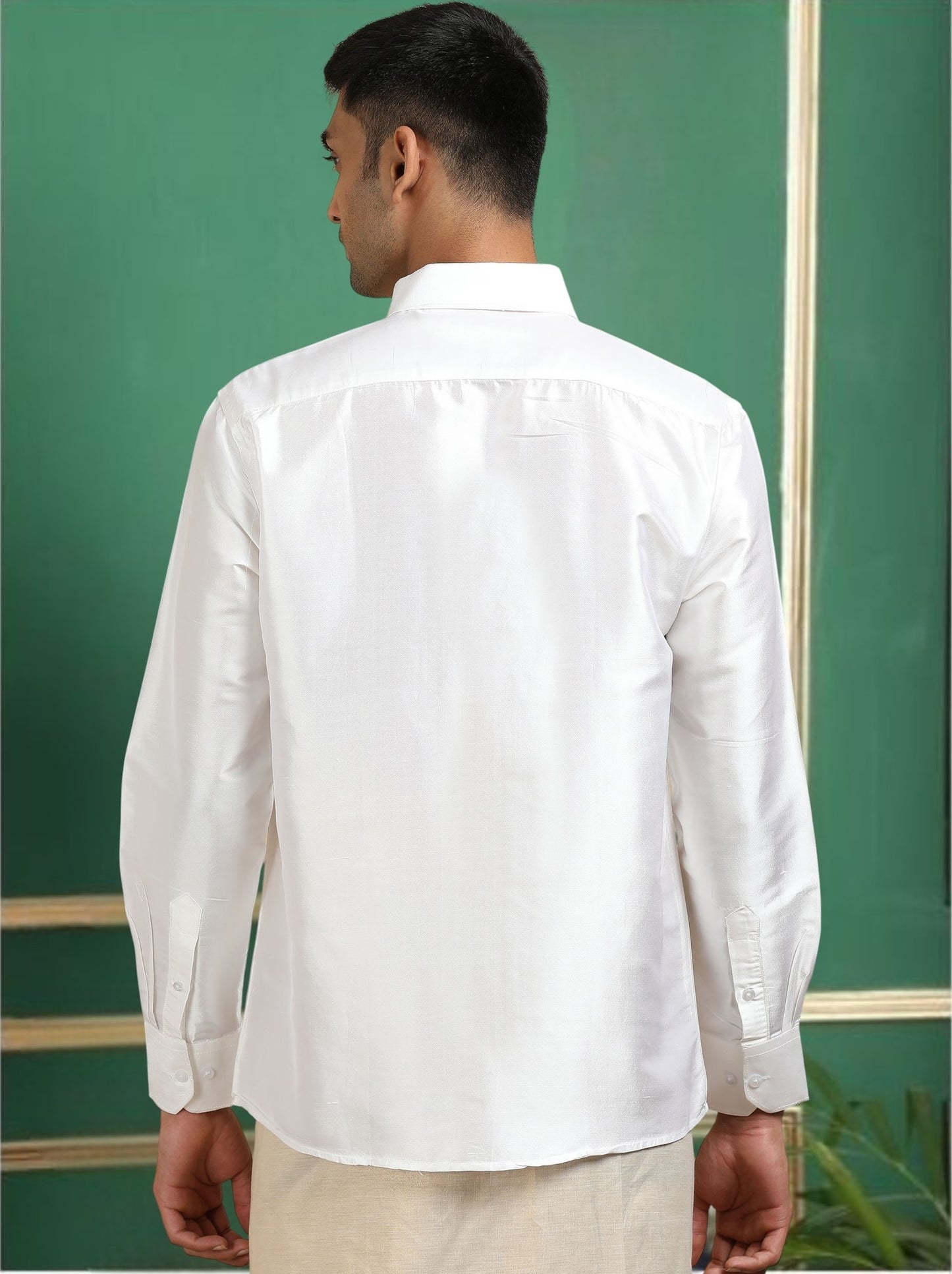 Tattva Men White Toned Pure Silk Shirt