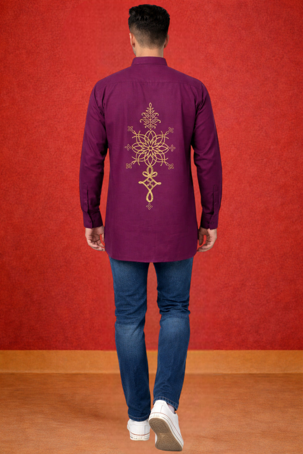 Tattva Men Premium Cotton Printed Straight Kurta