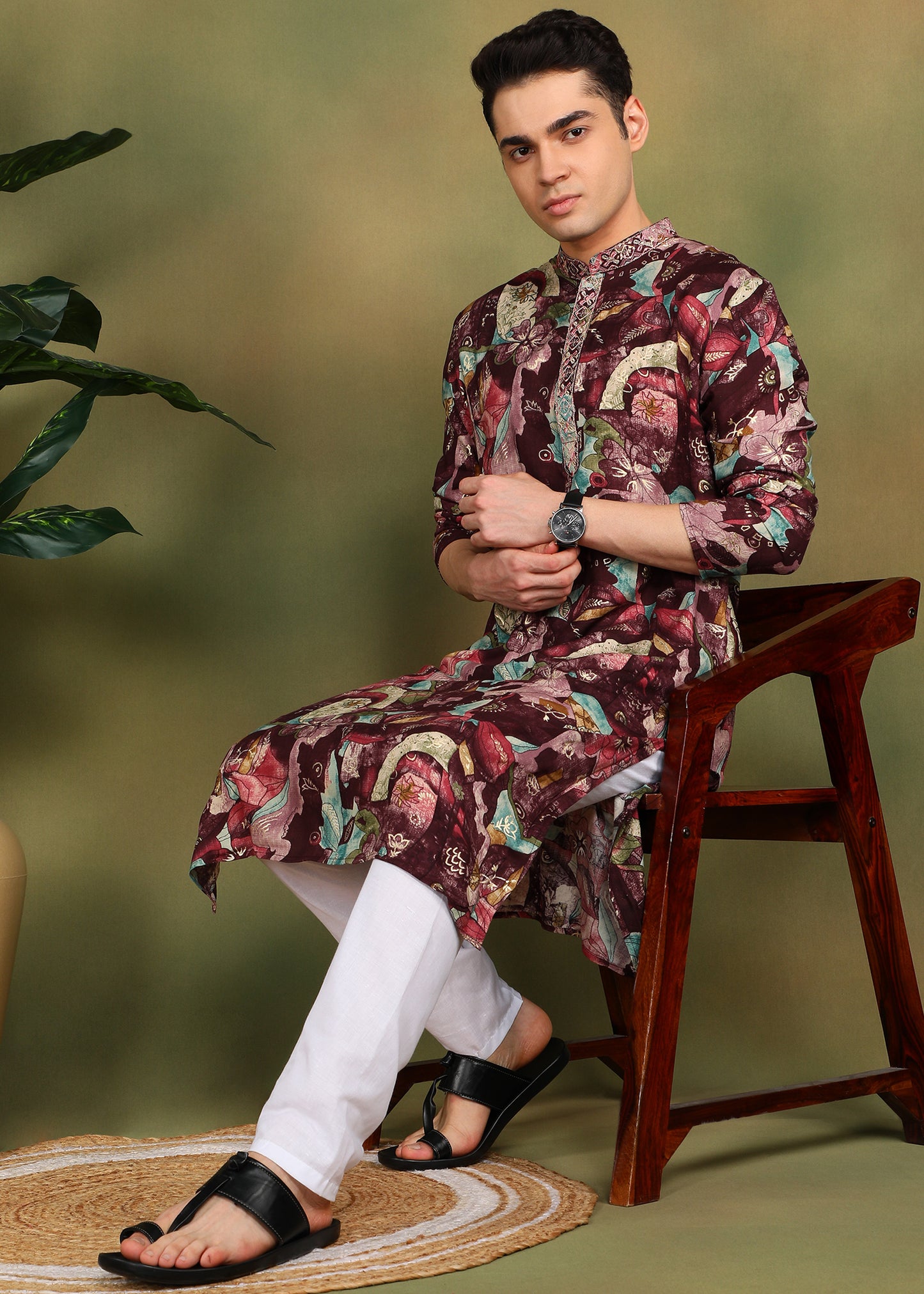 Tattva Men Floral Printed Kurta Pyjama Set