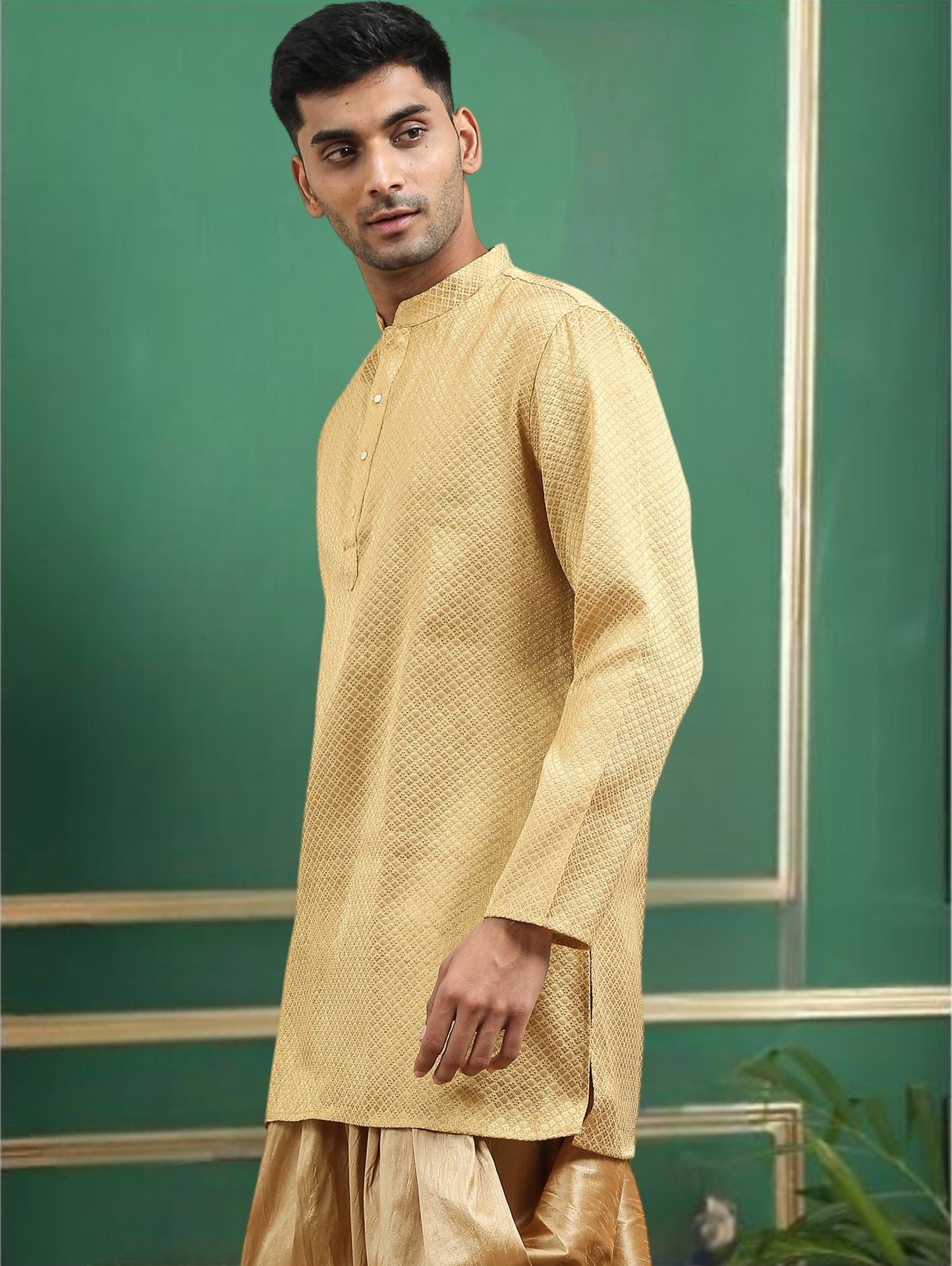 Tattva Honey Toned brocade Polyster Short Kurta