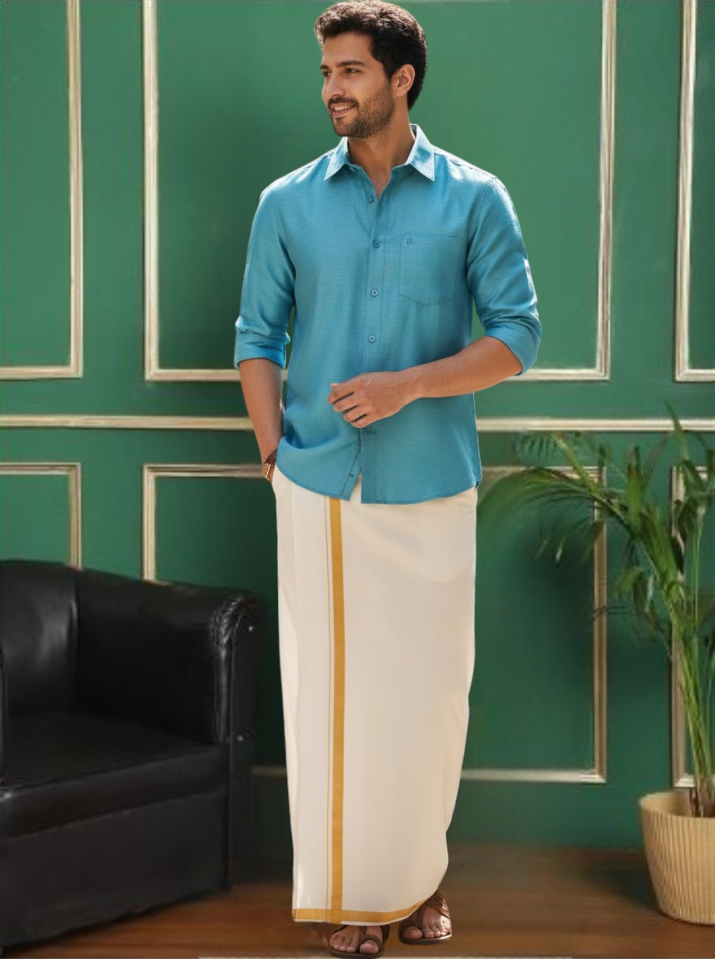 Tattva Men Slim Fit Solid Cut Away Collar Formal Shirt