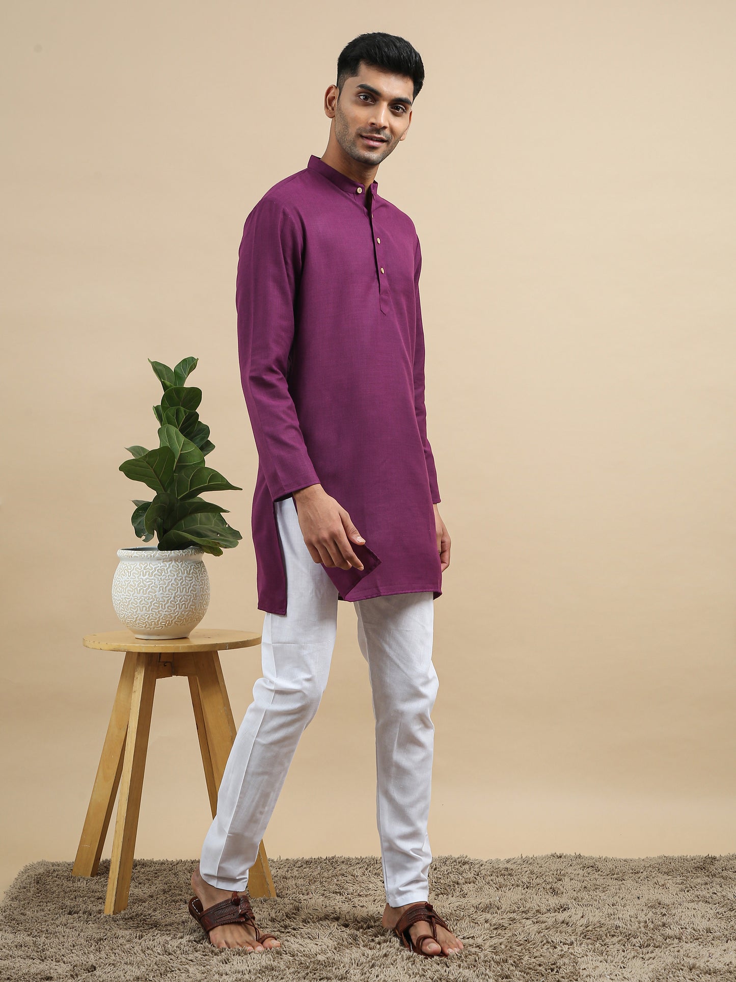 Tattva Purple Short Kurta with Pyjamas