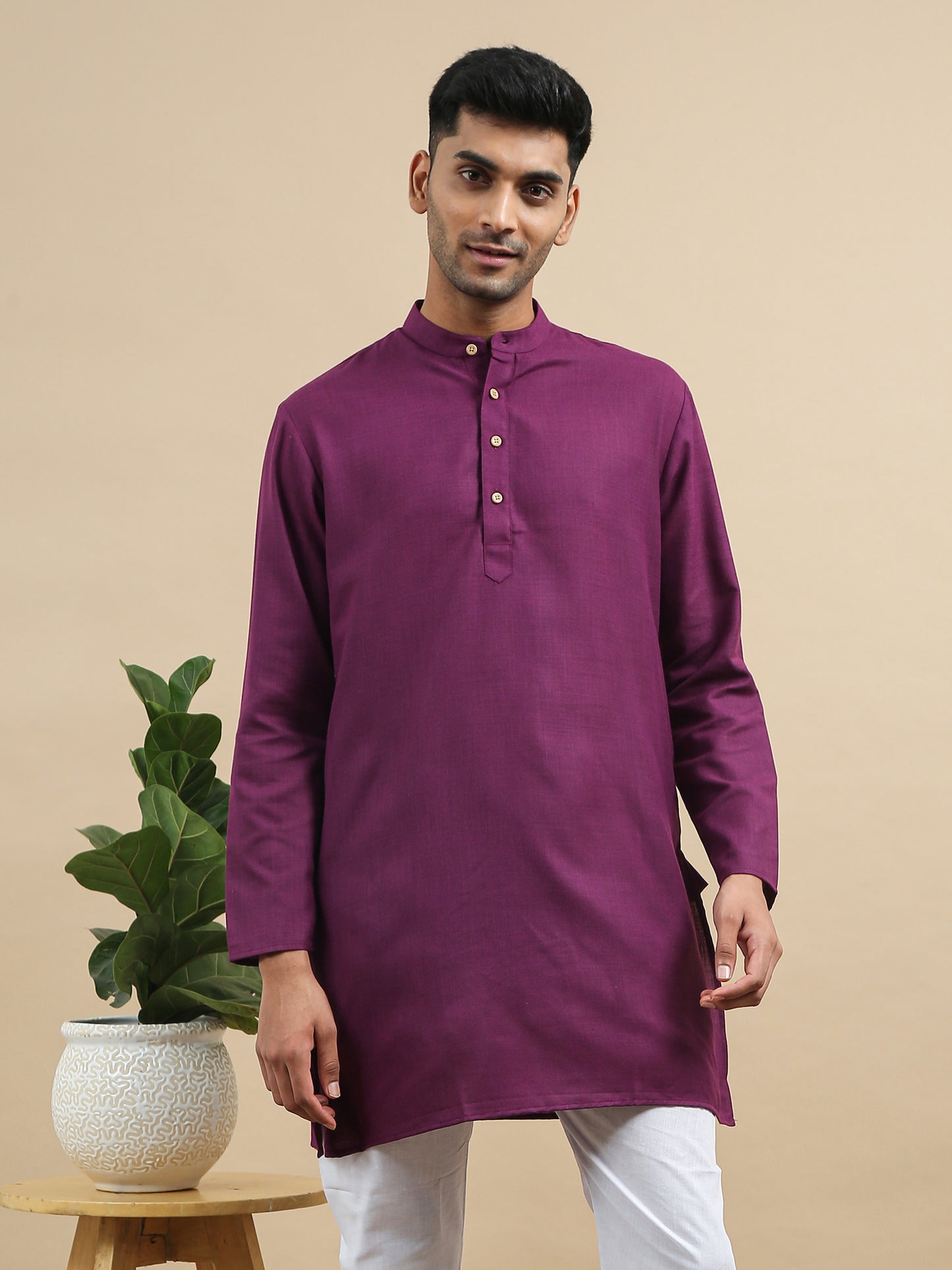 Tattva Purple Short Kurta with Pyjamas