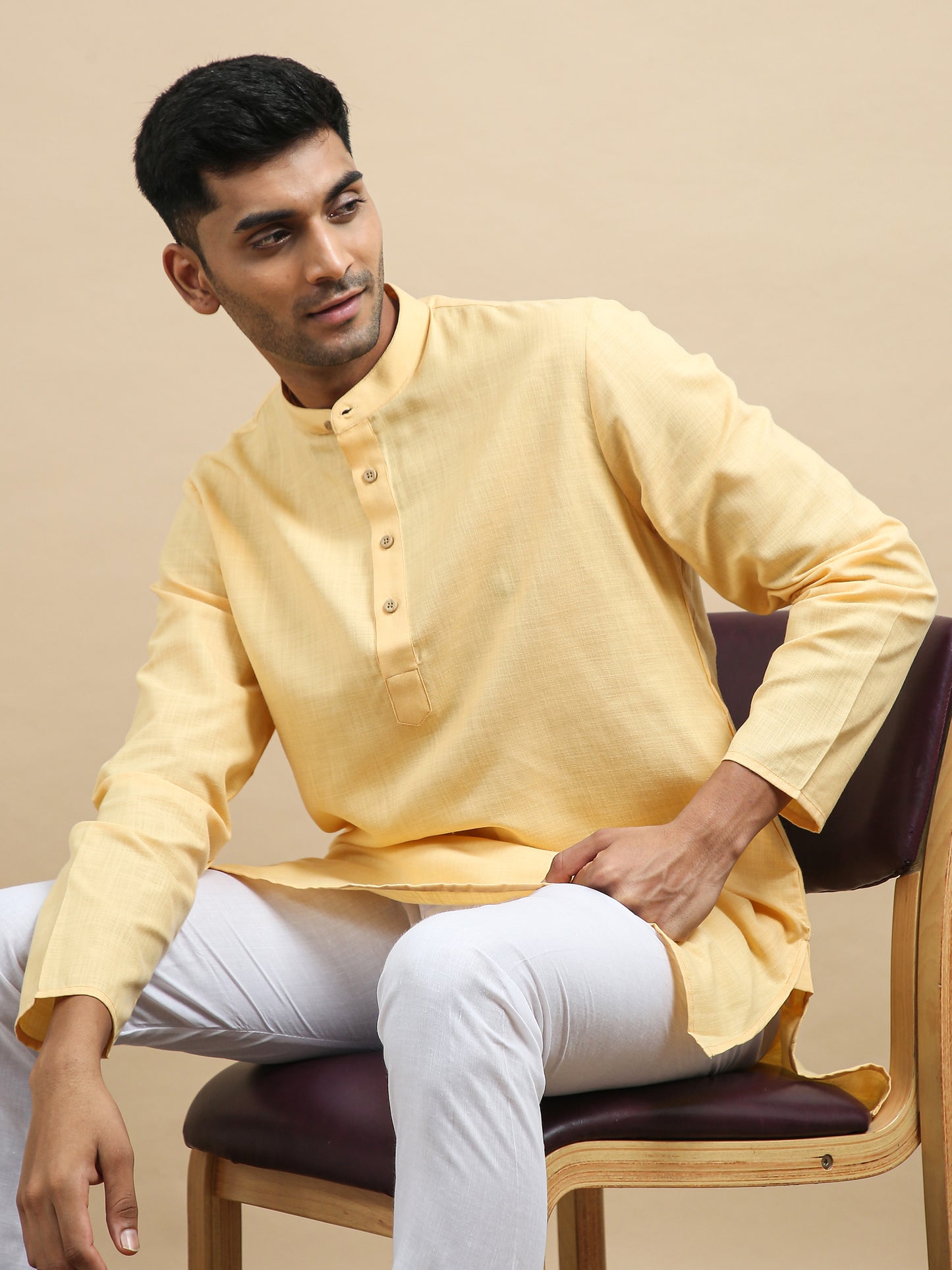 Tattva Beige Short Kurta with Pyjamas