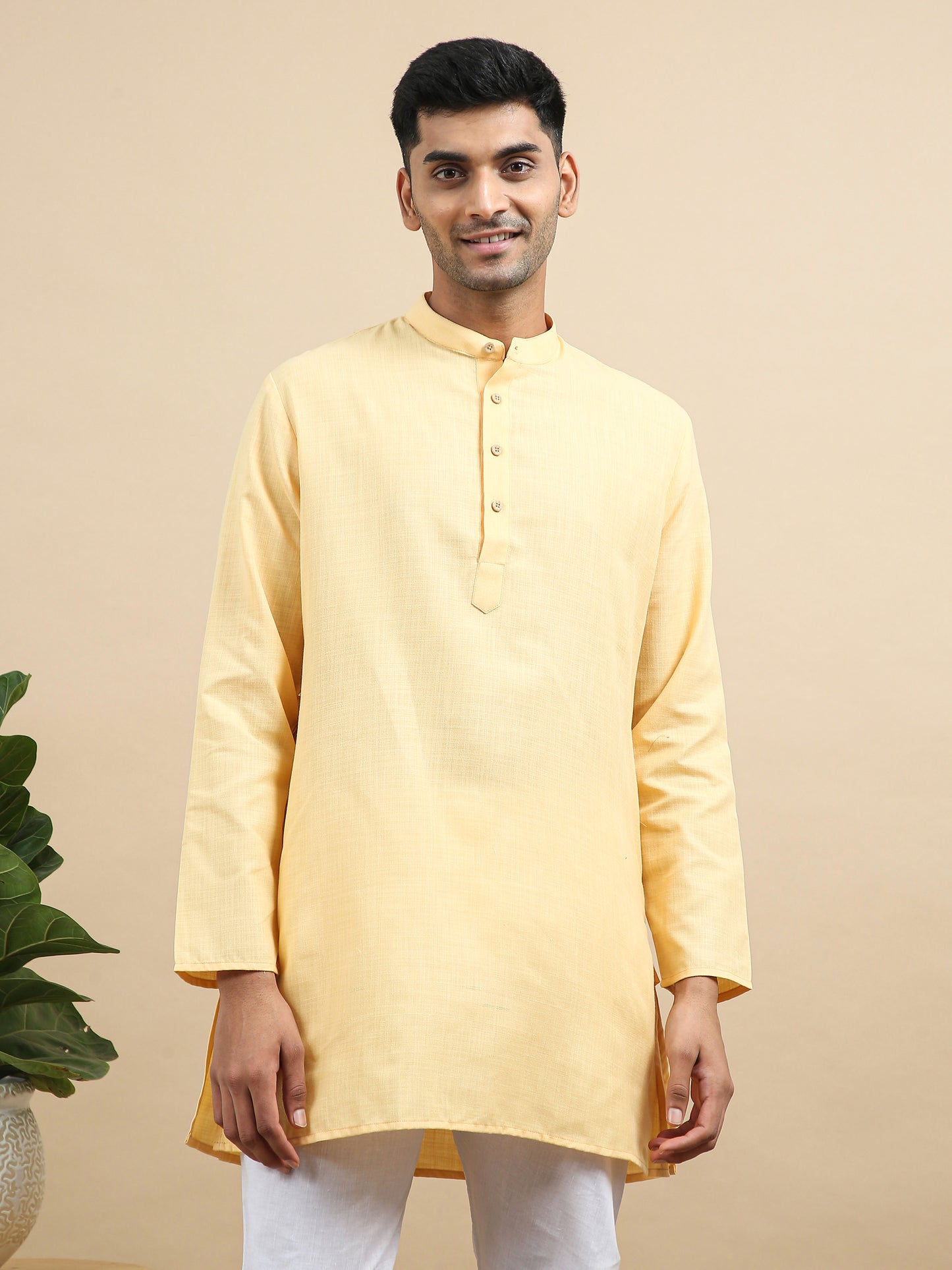 Tattva Beige Short Kurta with Pyjamas