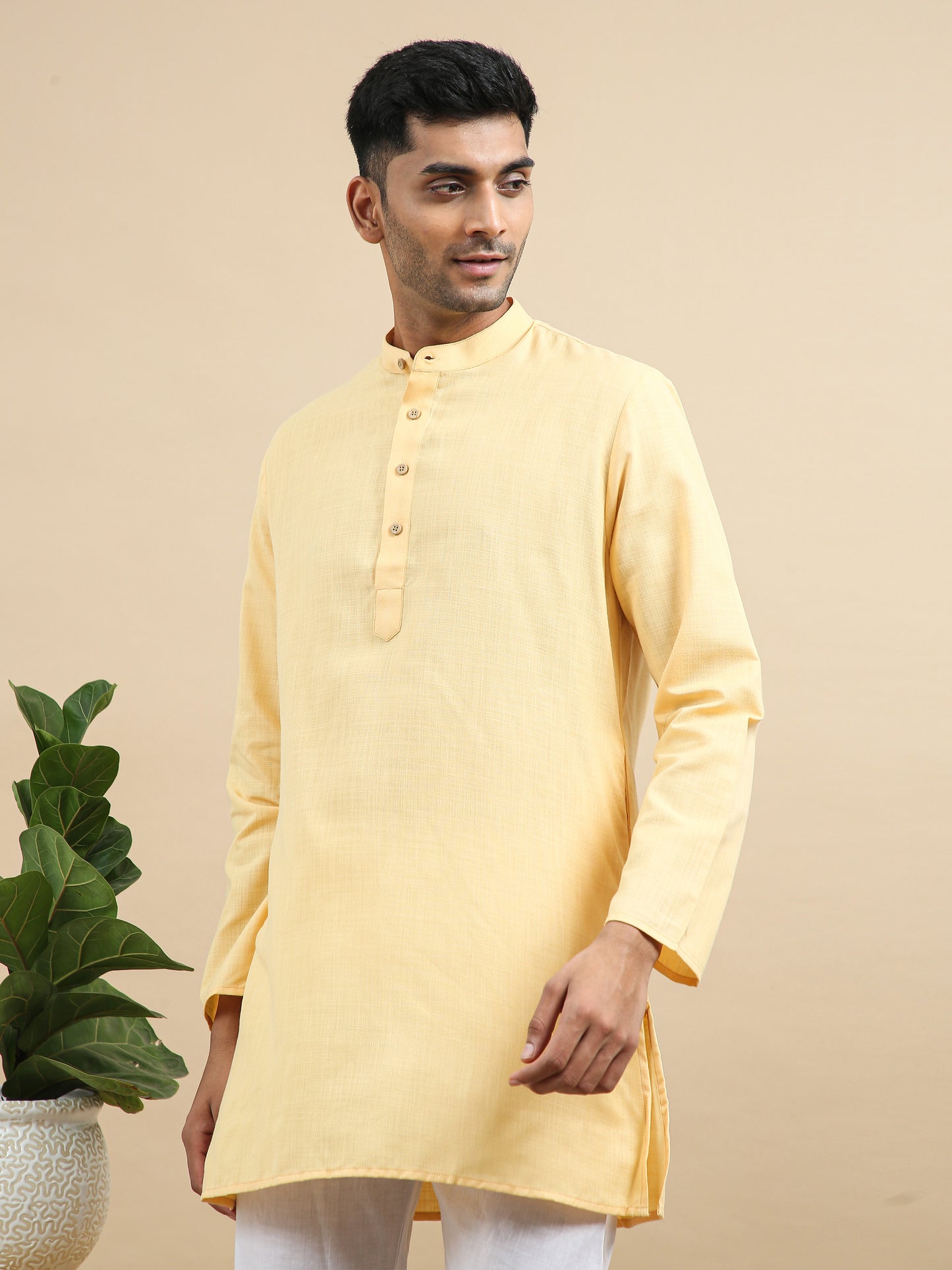 Tattva Beige Short Kurta with Pyjamas