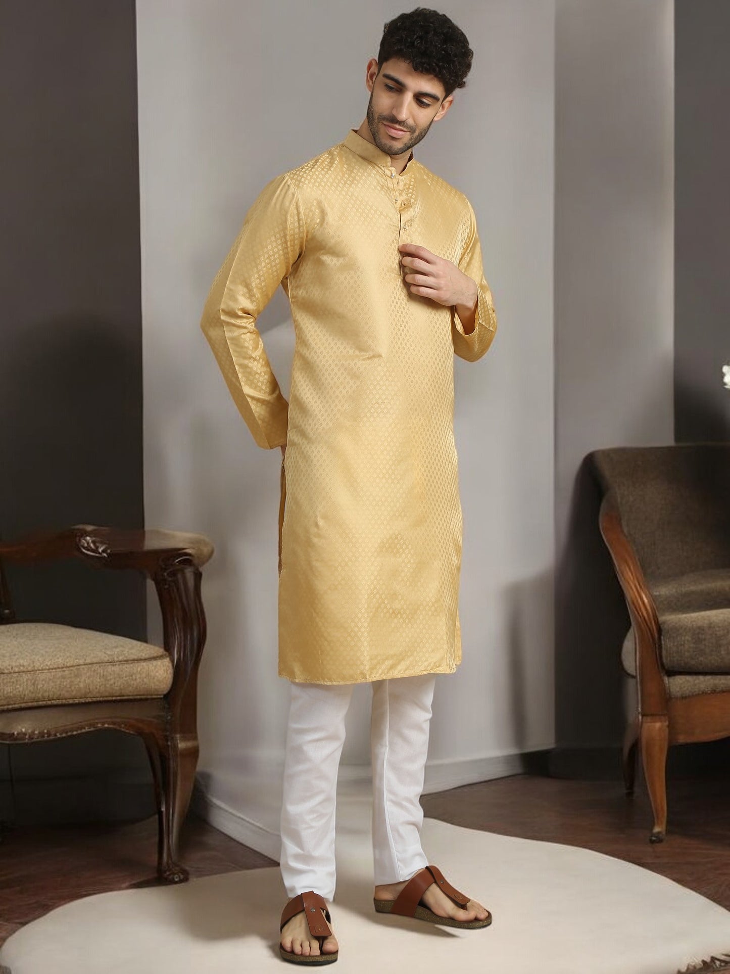 Tattva  Men Polyester Kurta Pyjama Set