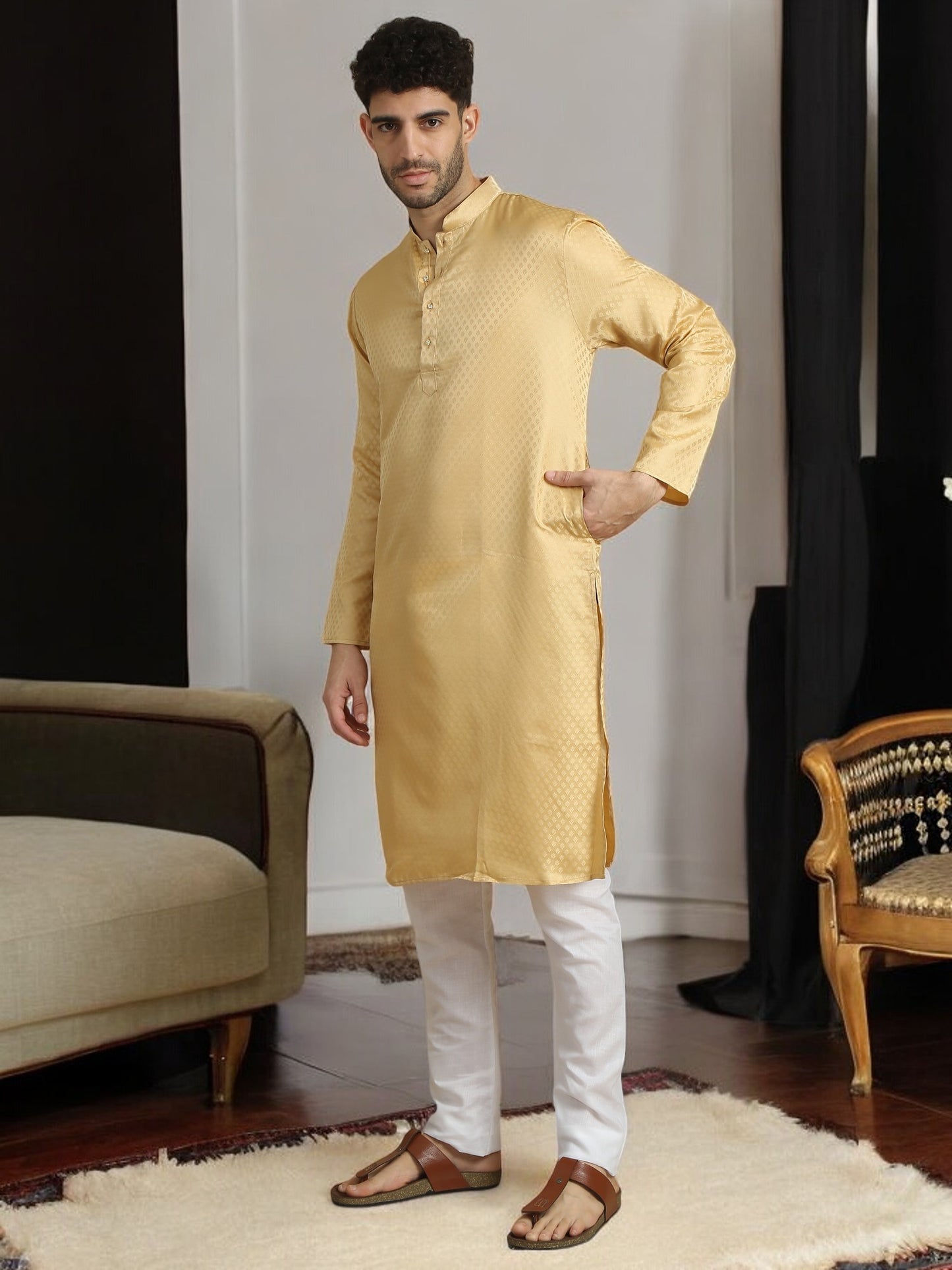 Tattva  Men Polyester Kurta Pyjama Set