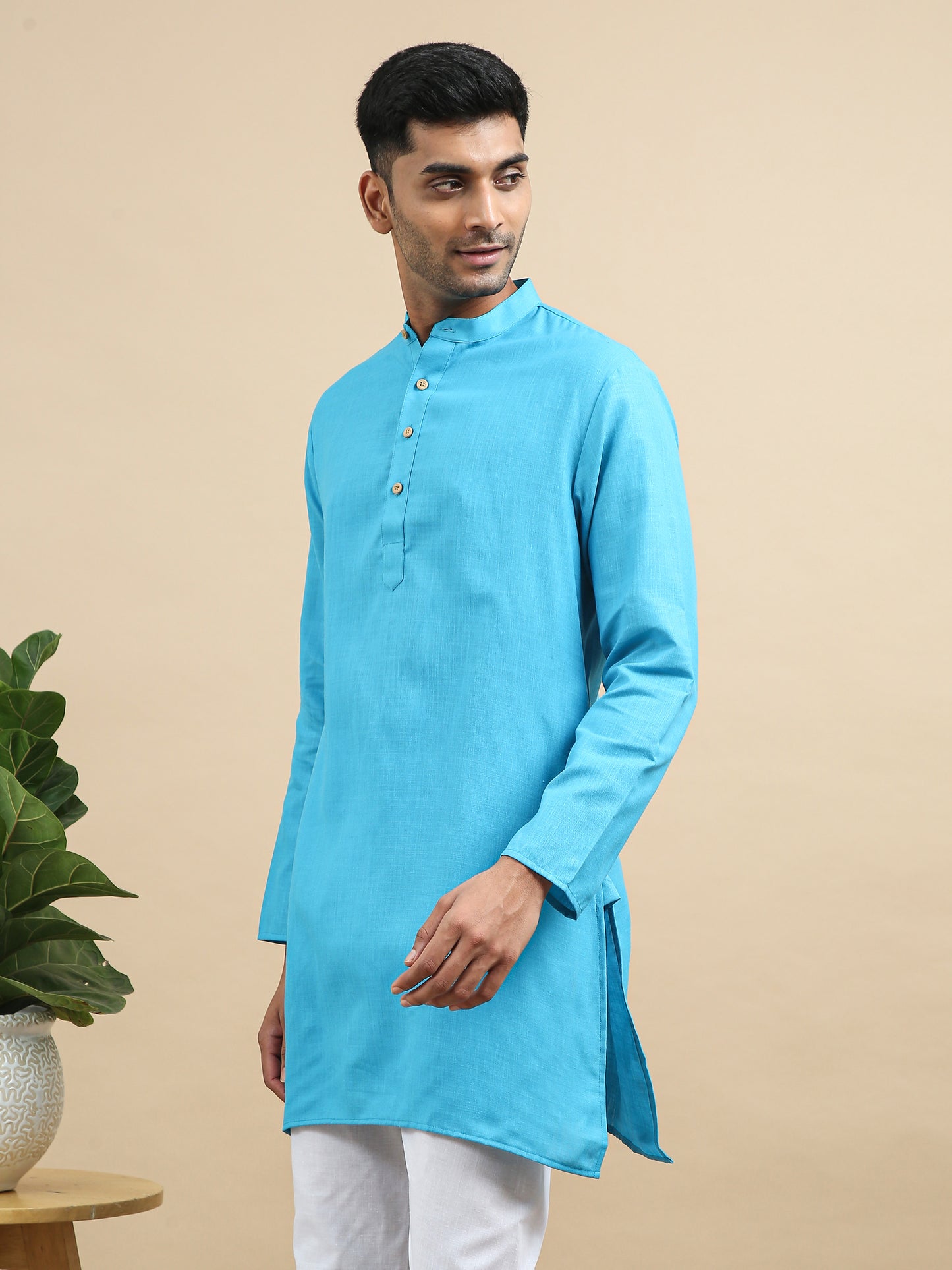 Tattva Turquoise Blue Short Kurta with Pyjamas