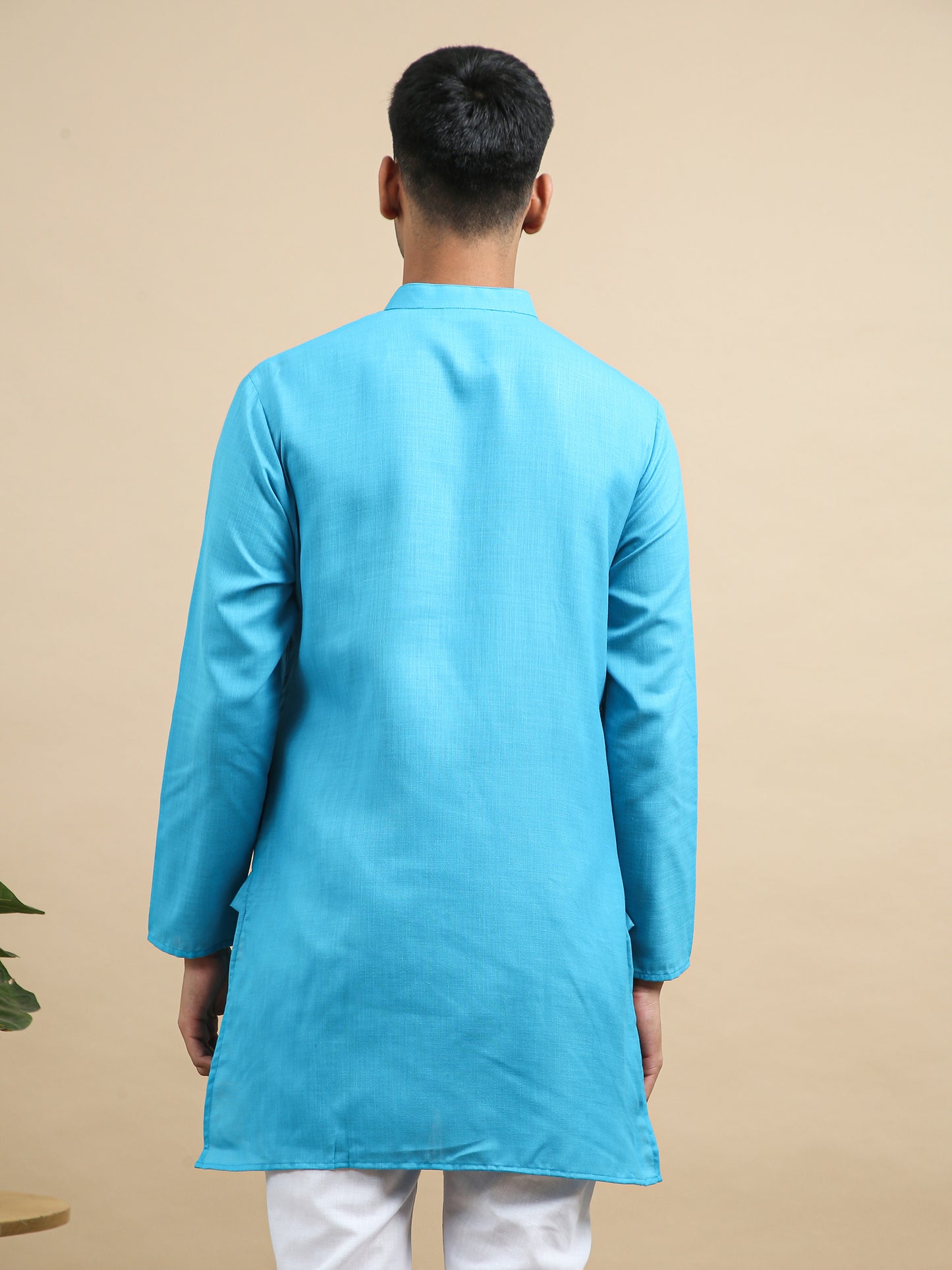 Tattva Turquoise Blue Short Kurta with Pyjamas