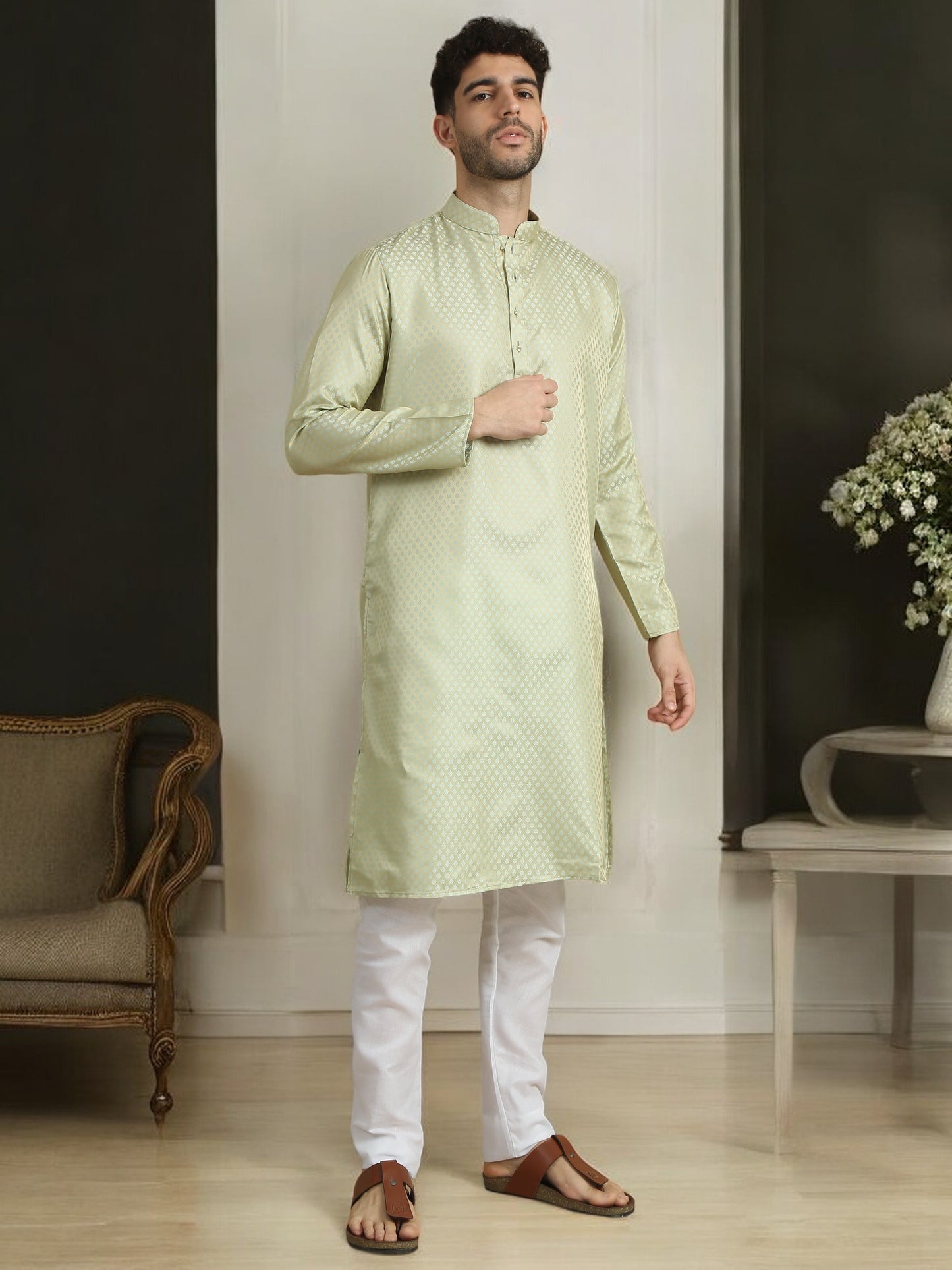 Tattva  Men Polyester Kurta Pyjama Set