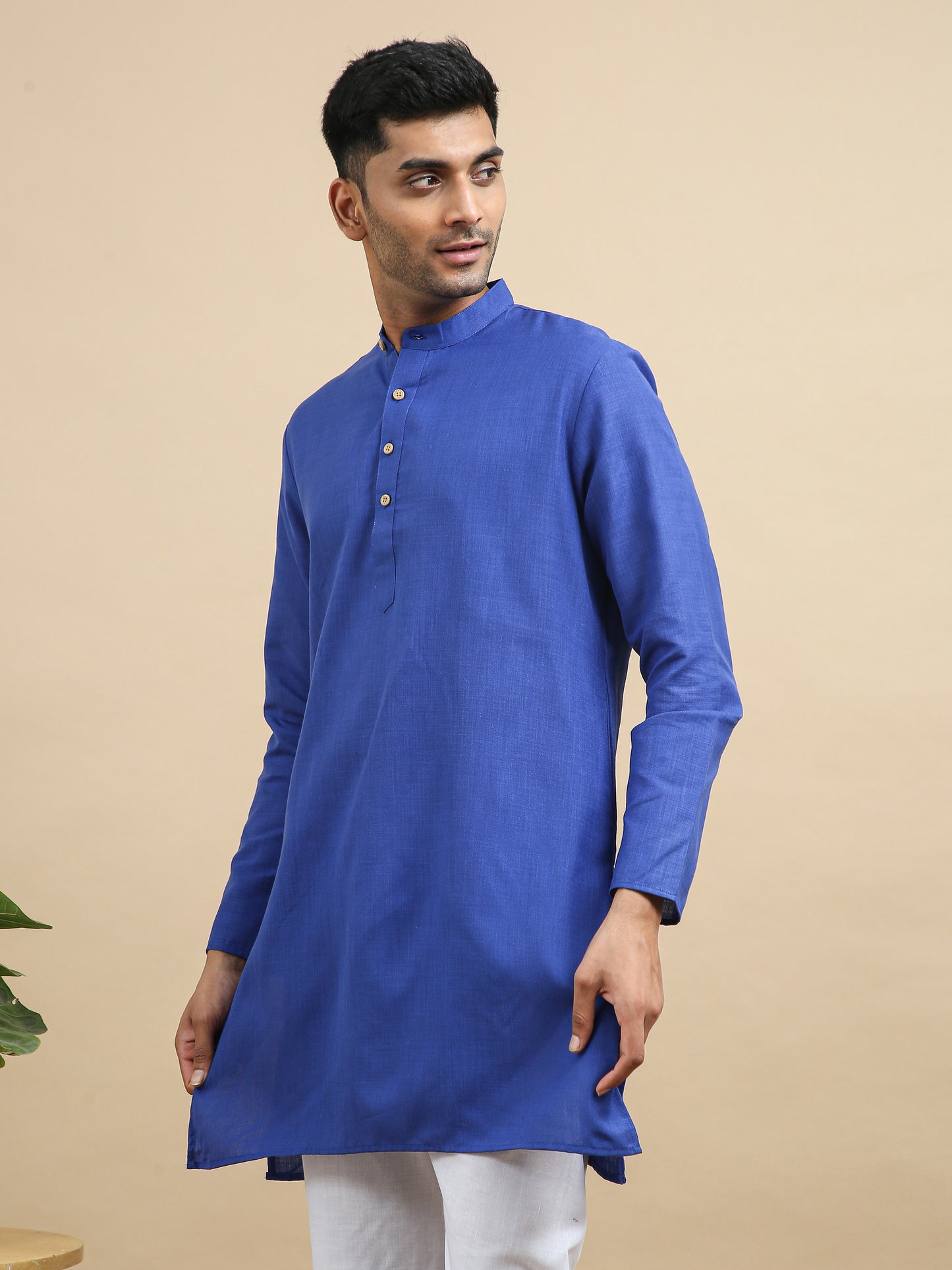 Tattva Navy Blue Short Kurta with Pyjamas