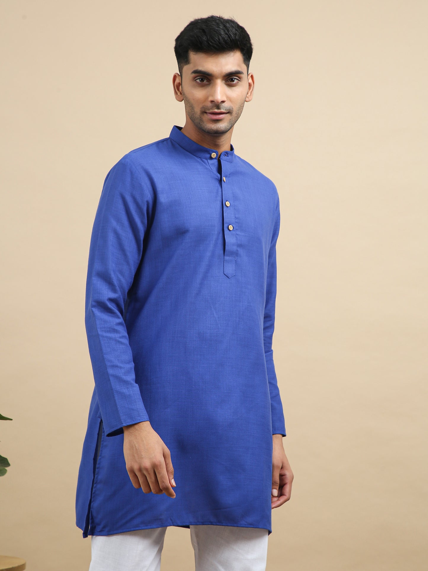 Tattva Navy Blue Short Kurta with Pyjamas