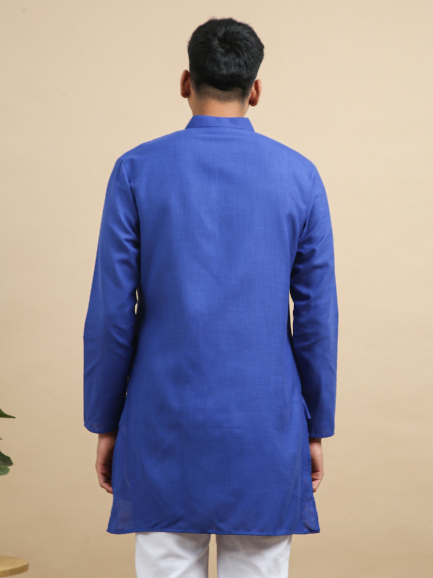 Tattva Navy Blue Short Kurta with Pyjamas