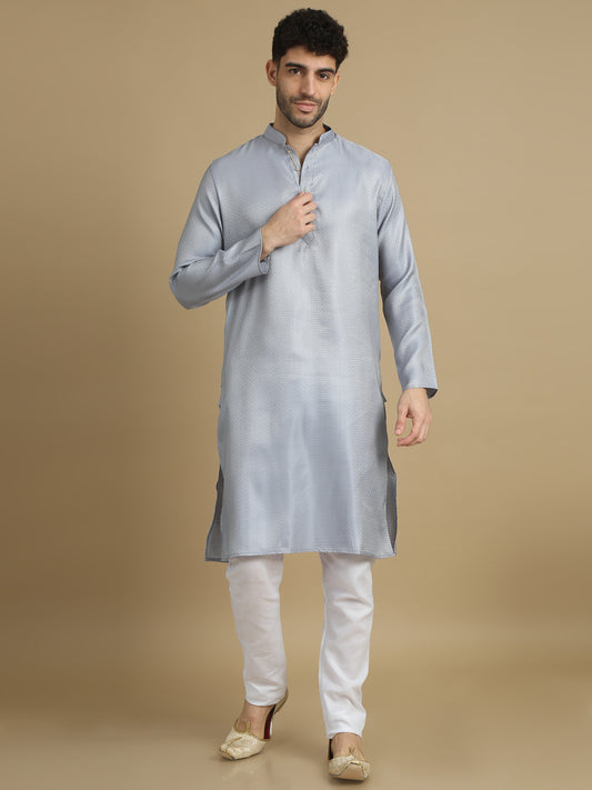 Tattva Men Embellished Cotton Blend Asymmetric Kurta