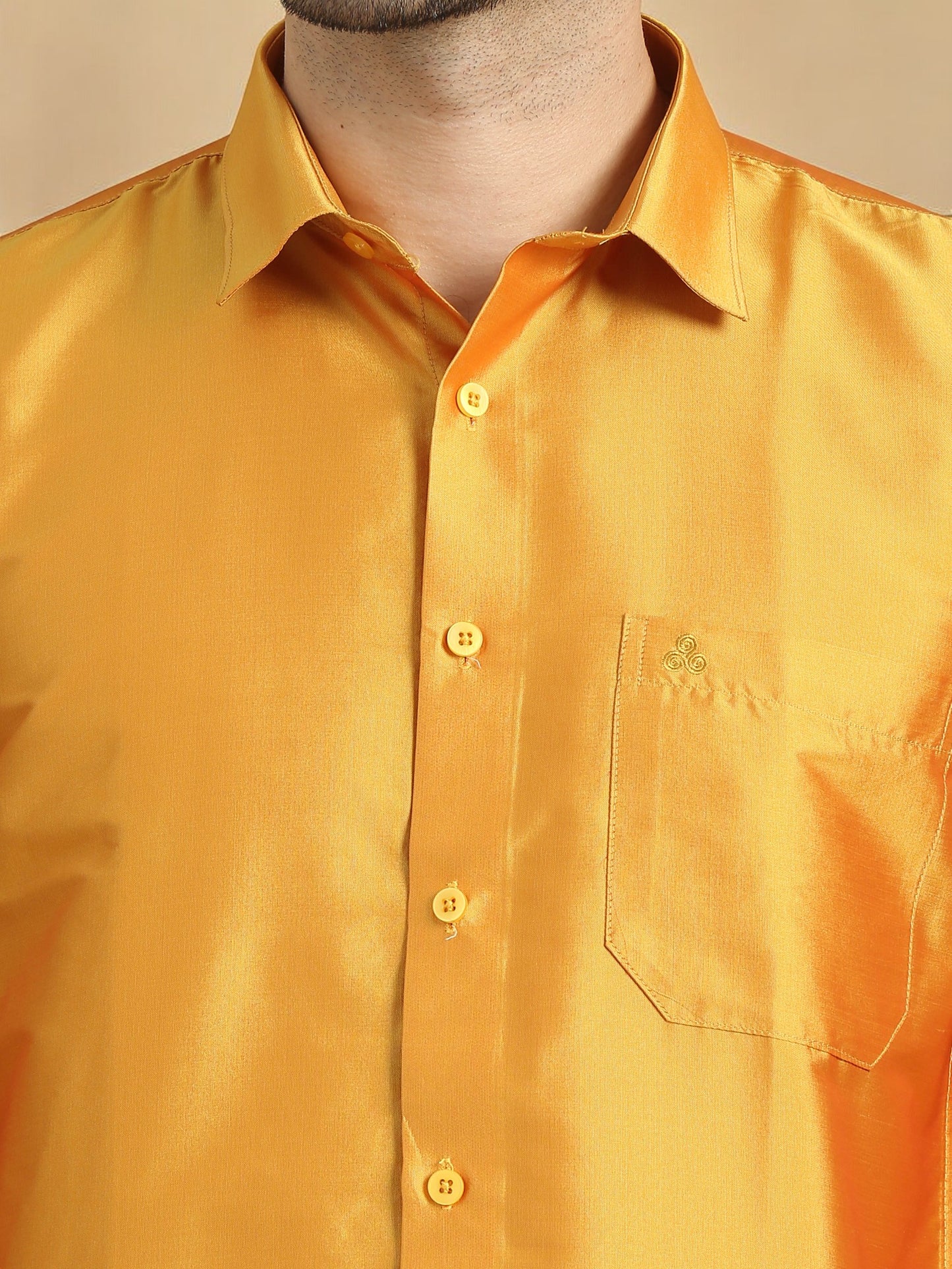 Tattva Men Gold Solid Opaque Shirt