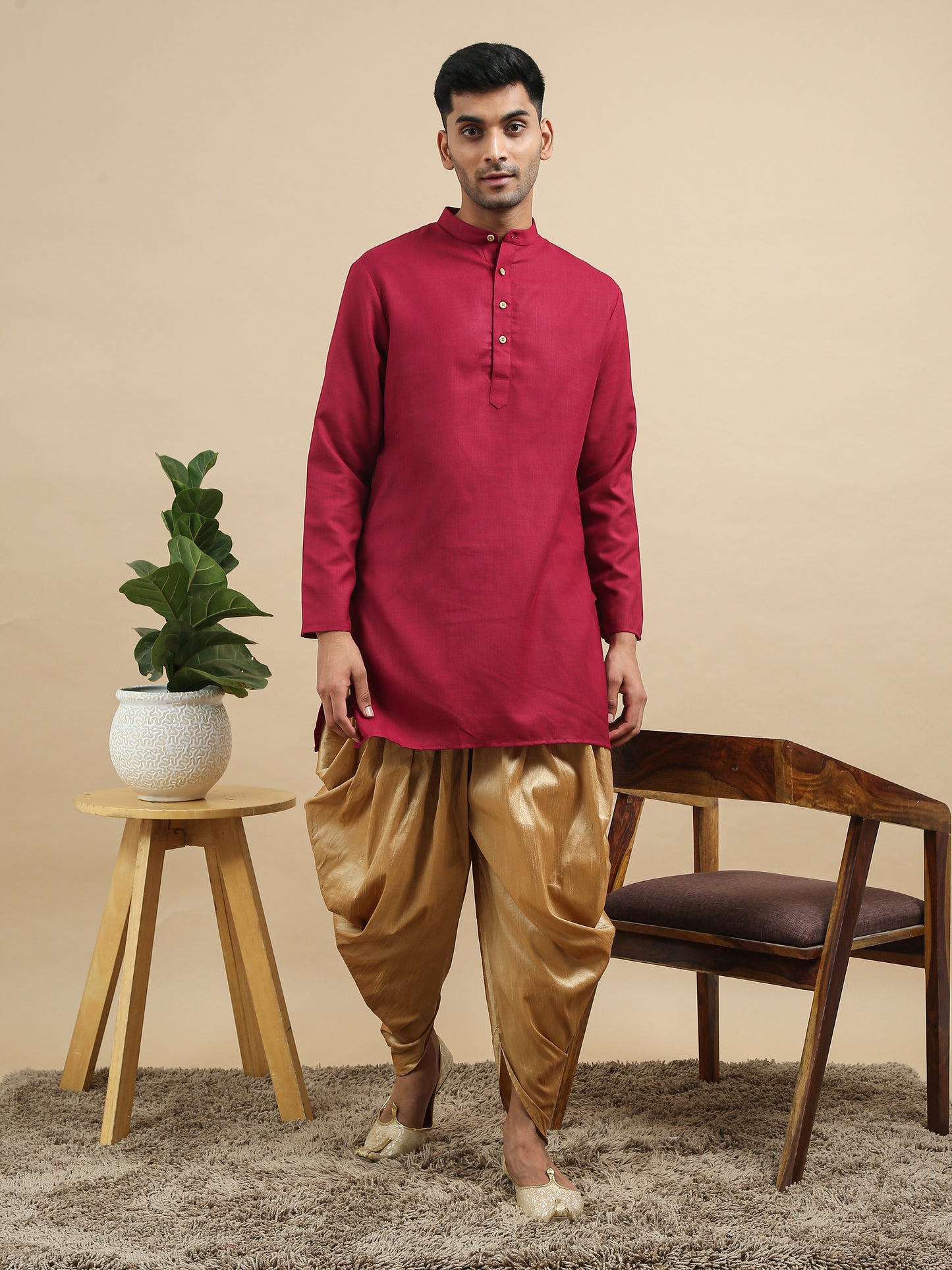 Tattva Maroon Short Kurta with Pyjamas