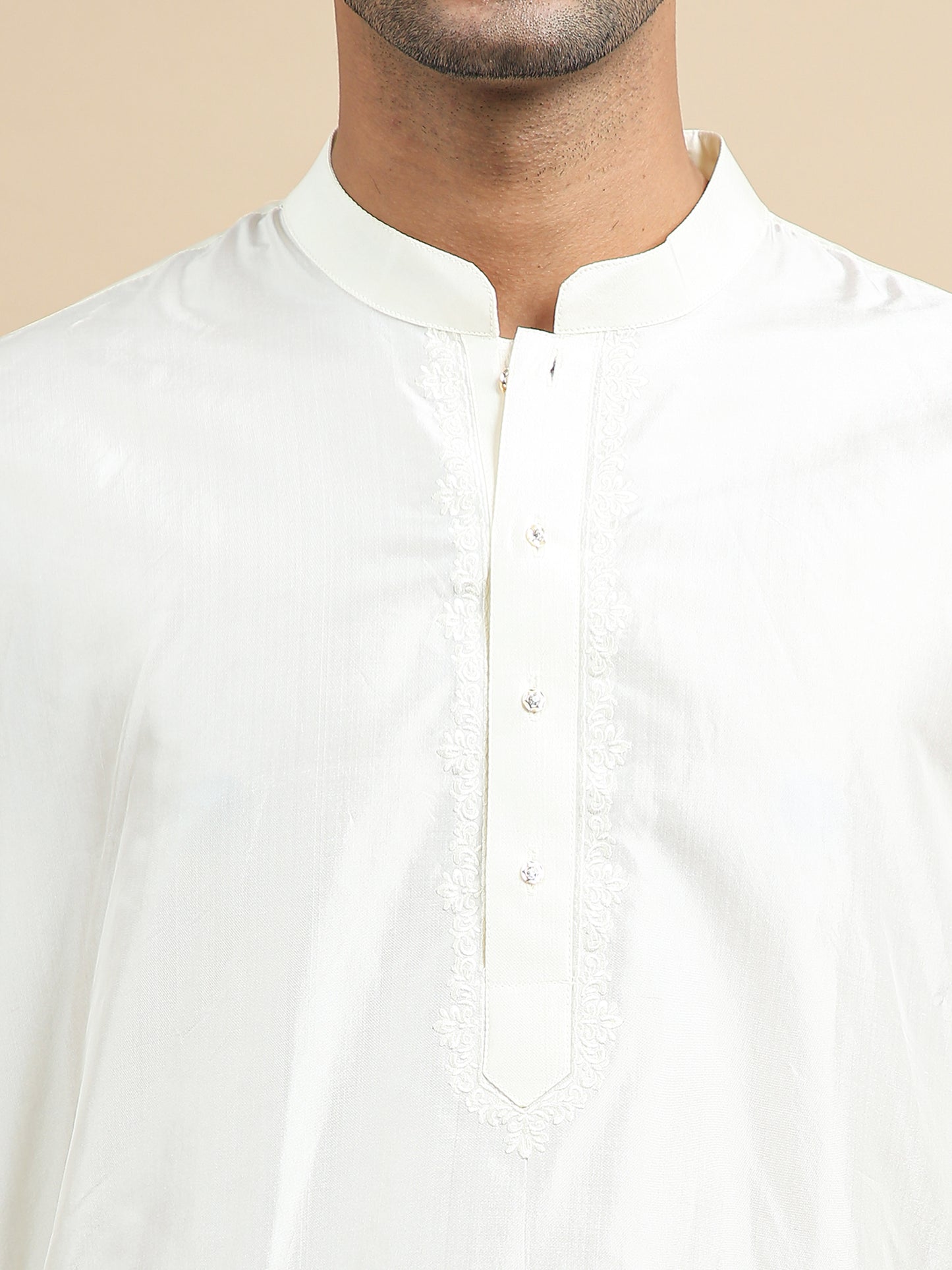 Tattva Men Pure Silk Kurta Dhoti Attached Dupatta Set