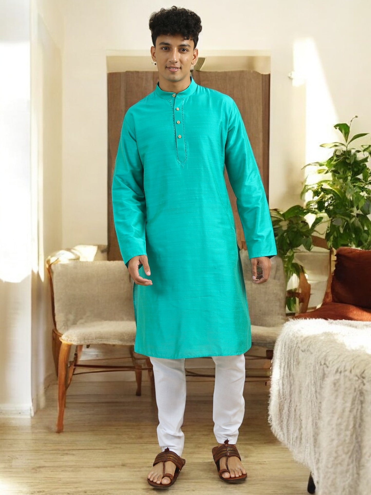 Tattva Men Cotton Blend Kurta Pyjama Set