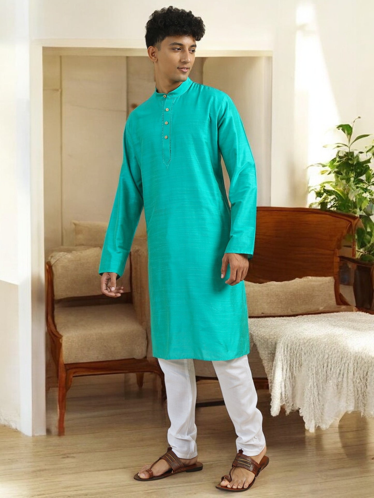 Tattva Men Cotton Blend Kurta Pyjama Set