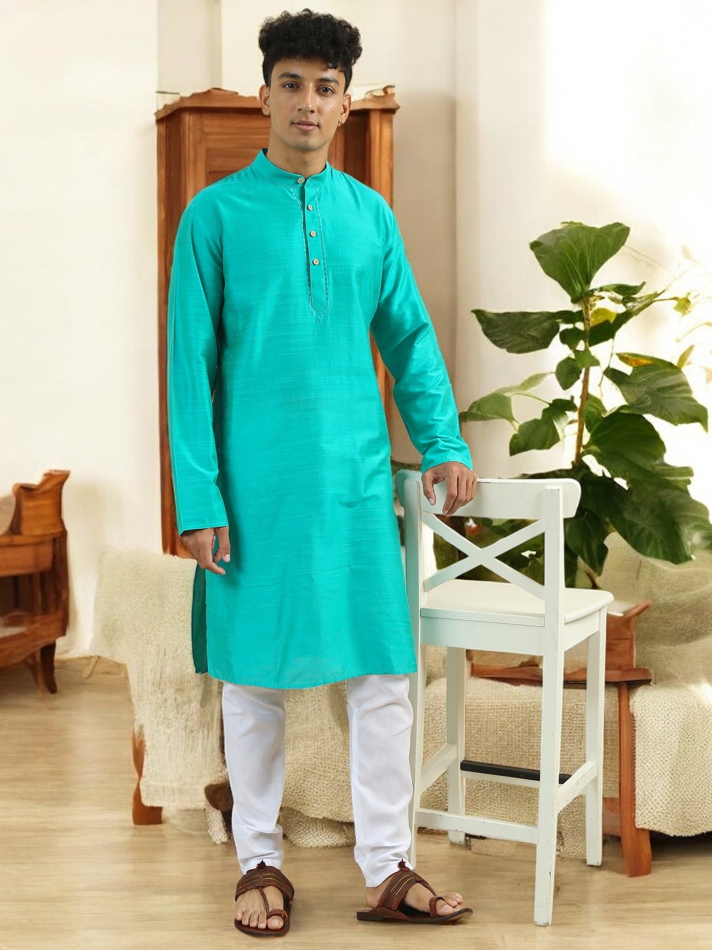 Tattva Men Cotton Blend Kurta Pyjama Set