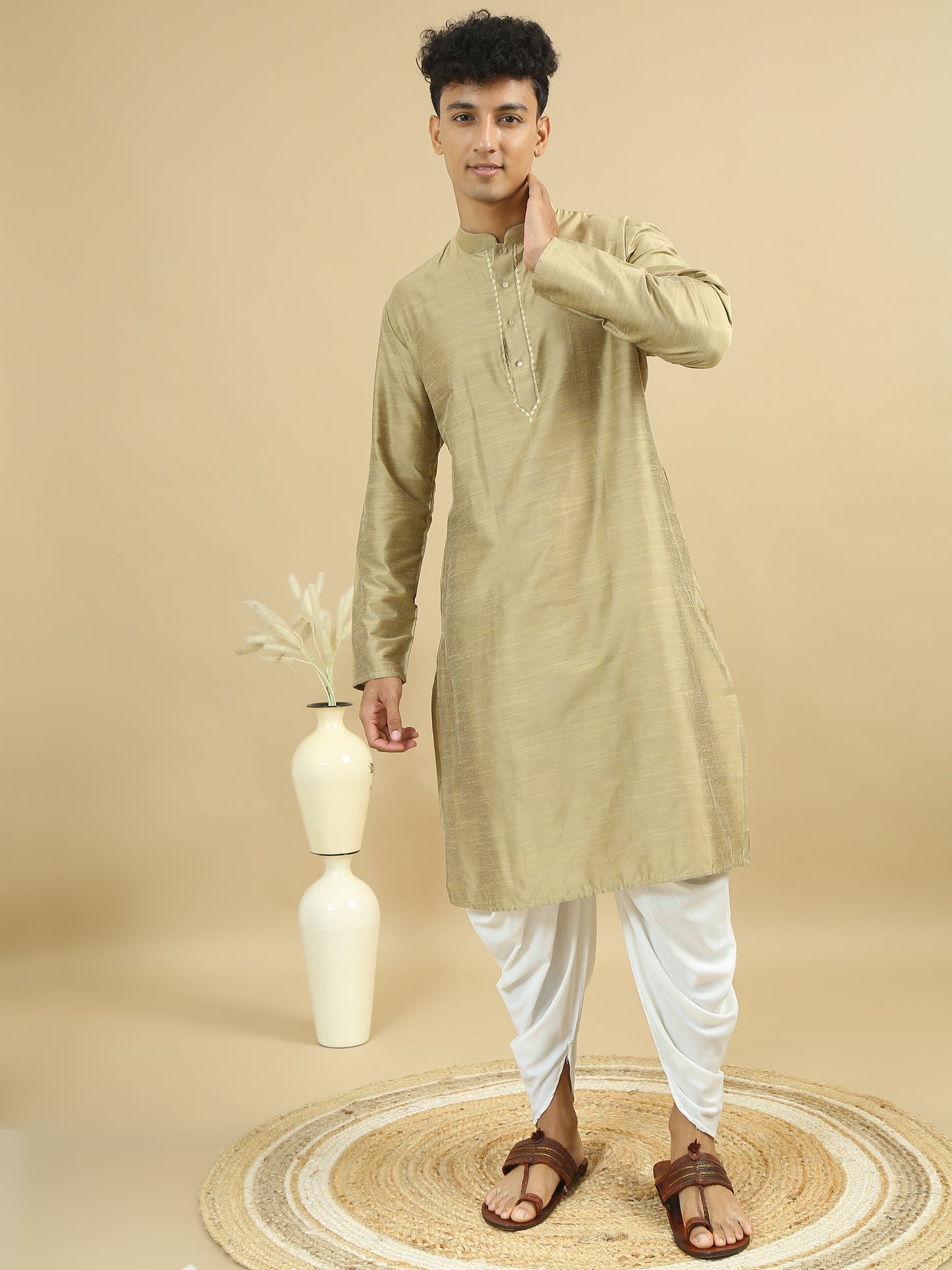 Tattva Men Cotton Blend Kurta Pyjama Set