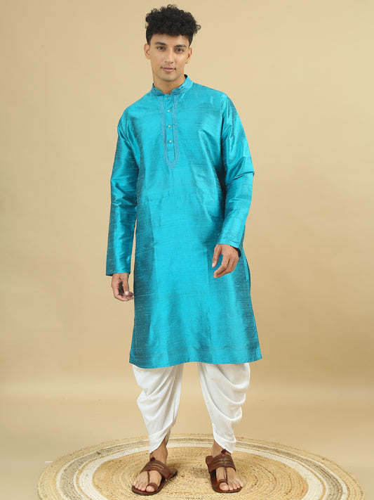 Tattva Men Applique Dupion Silk Straight Kurta