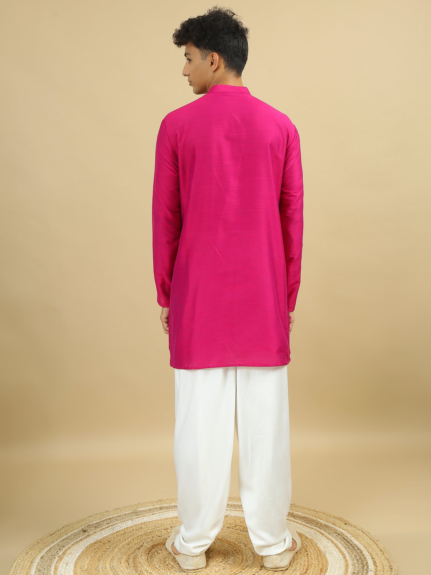 Fuchsia Cotton Straight Long Kurta