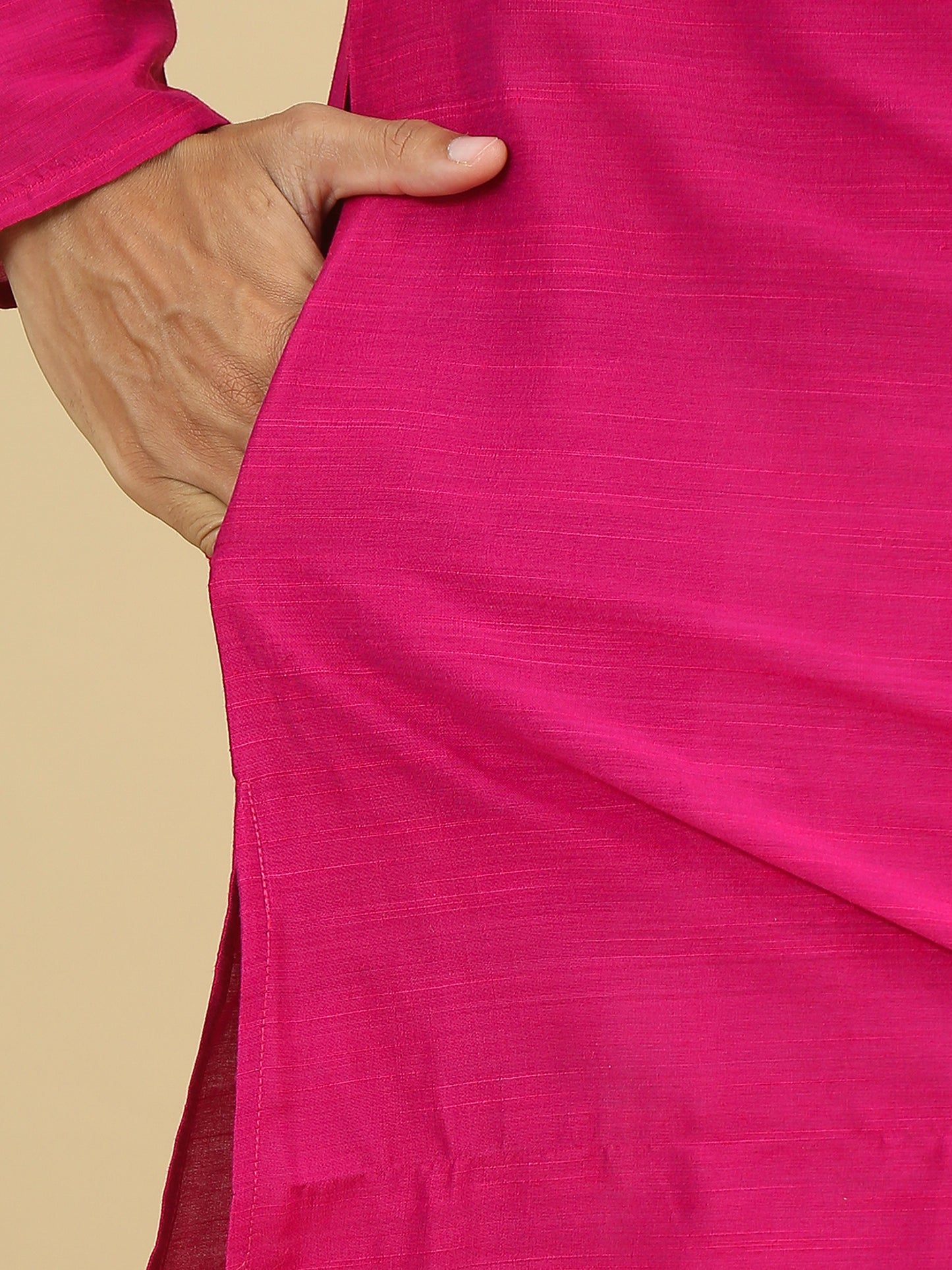 Fuchsia Cotton Straight Long Kurta