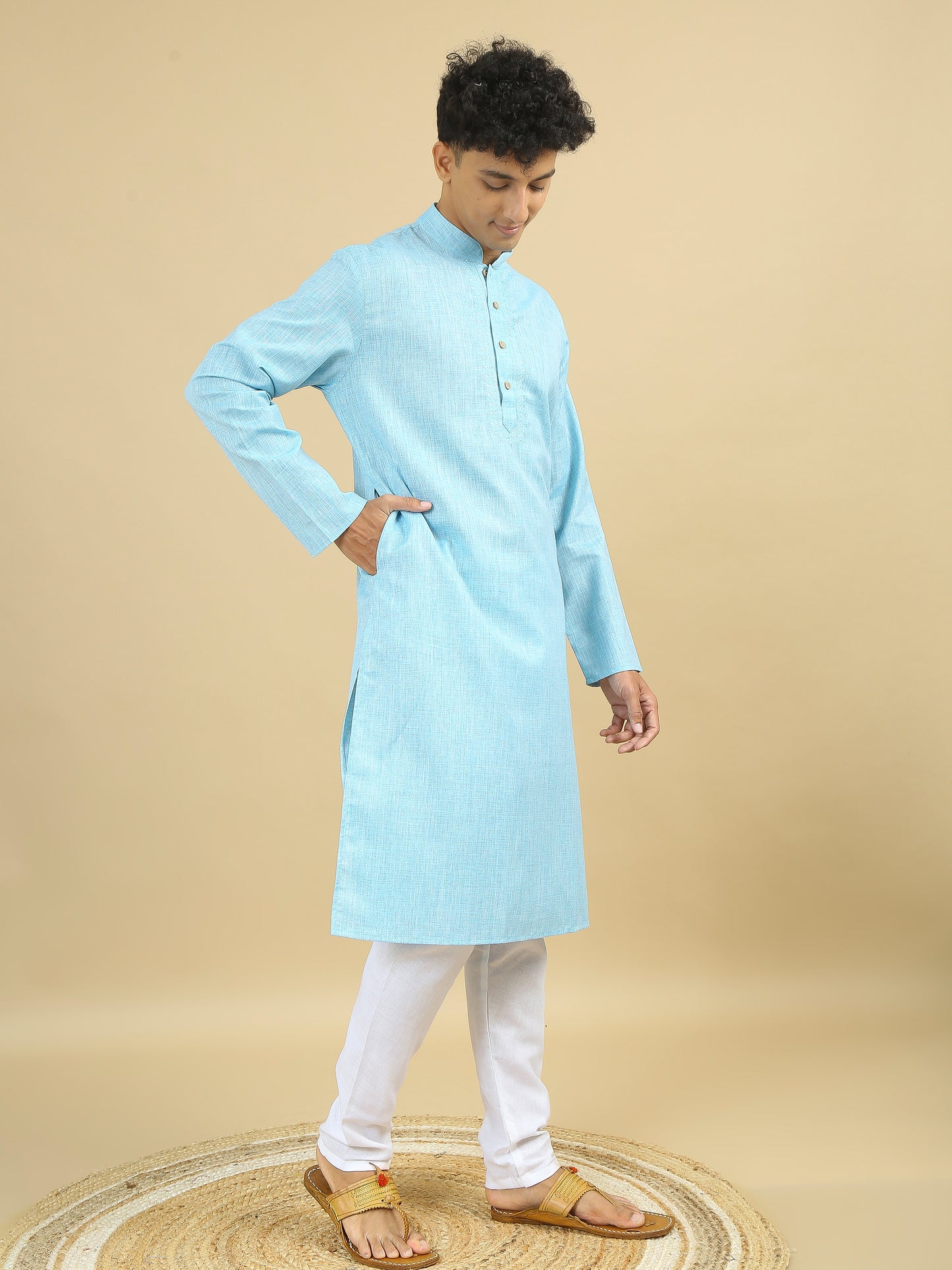 Tattva Men Cotton Blend Kurta Pyjama Set