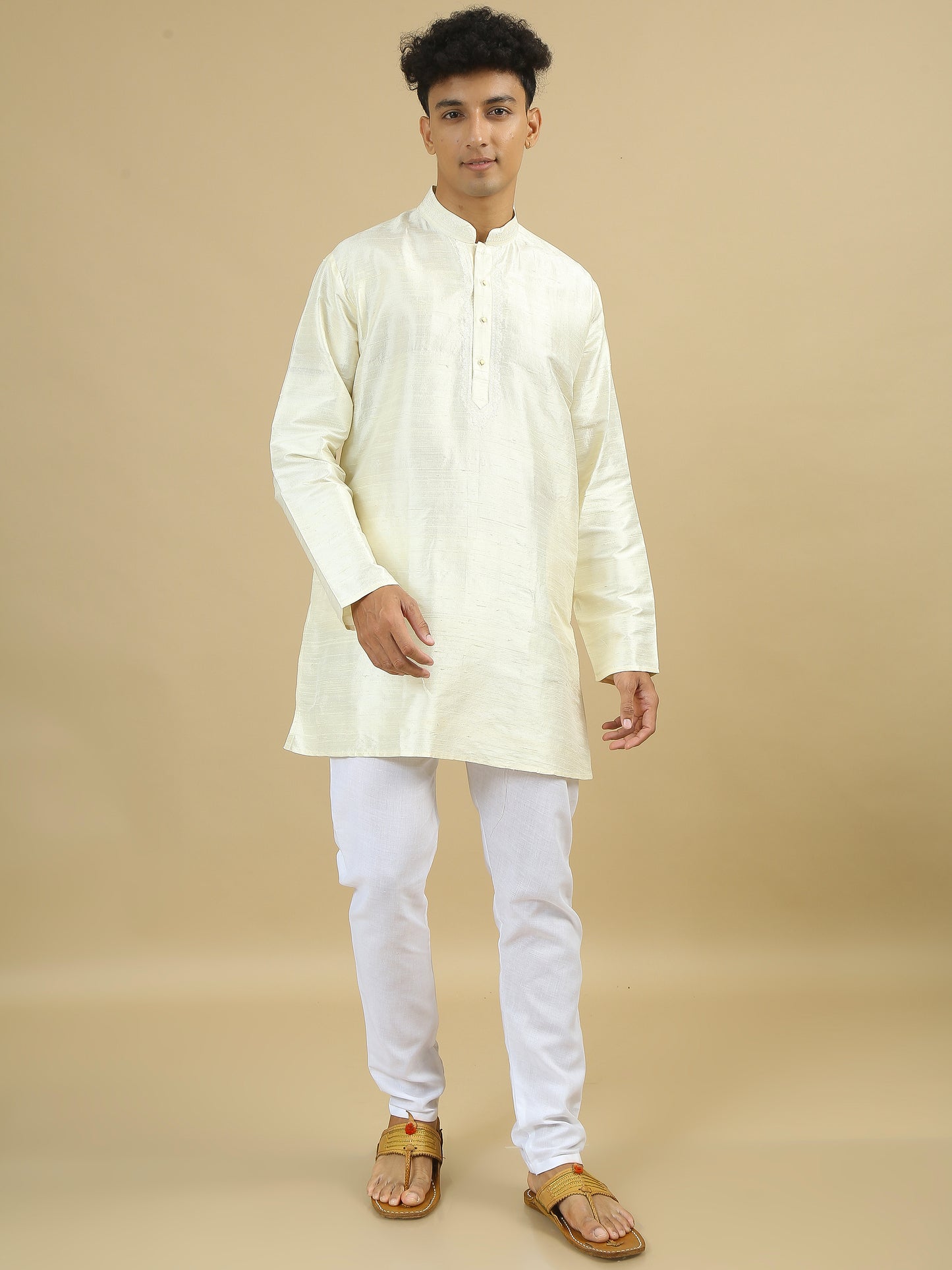 Tattva  Men Applique Dupion Silk Straight Kurta