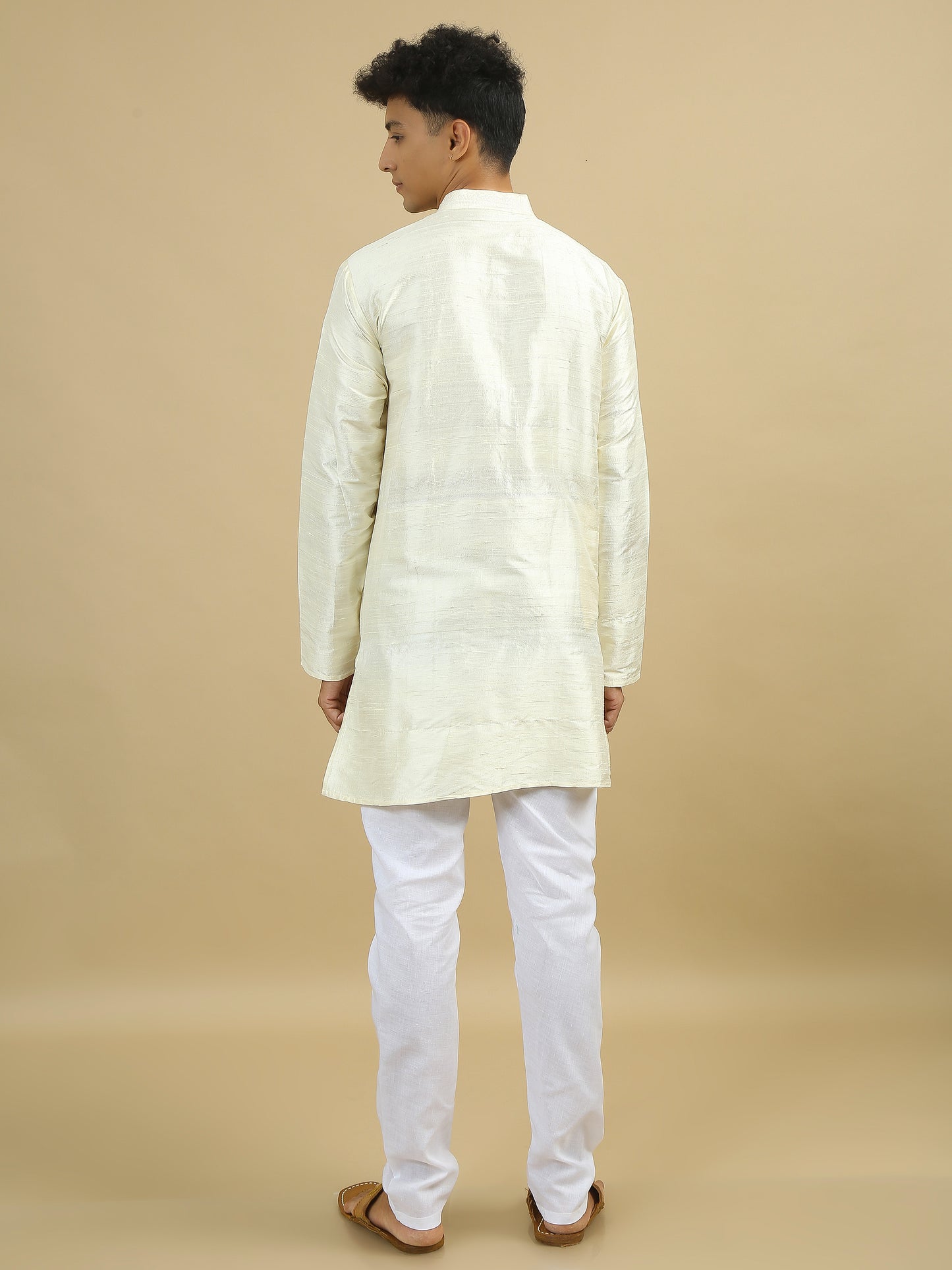 Tattva  Men Applique Dupion Silk Straight Kurta