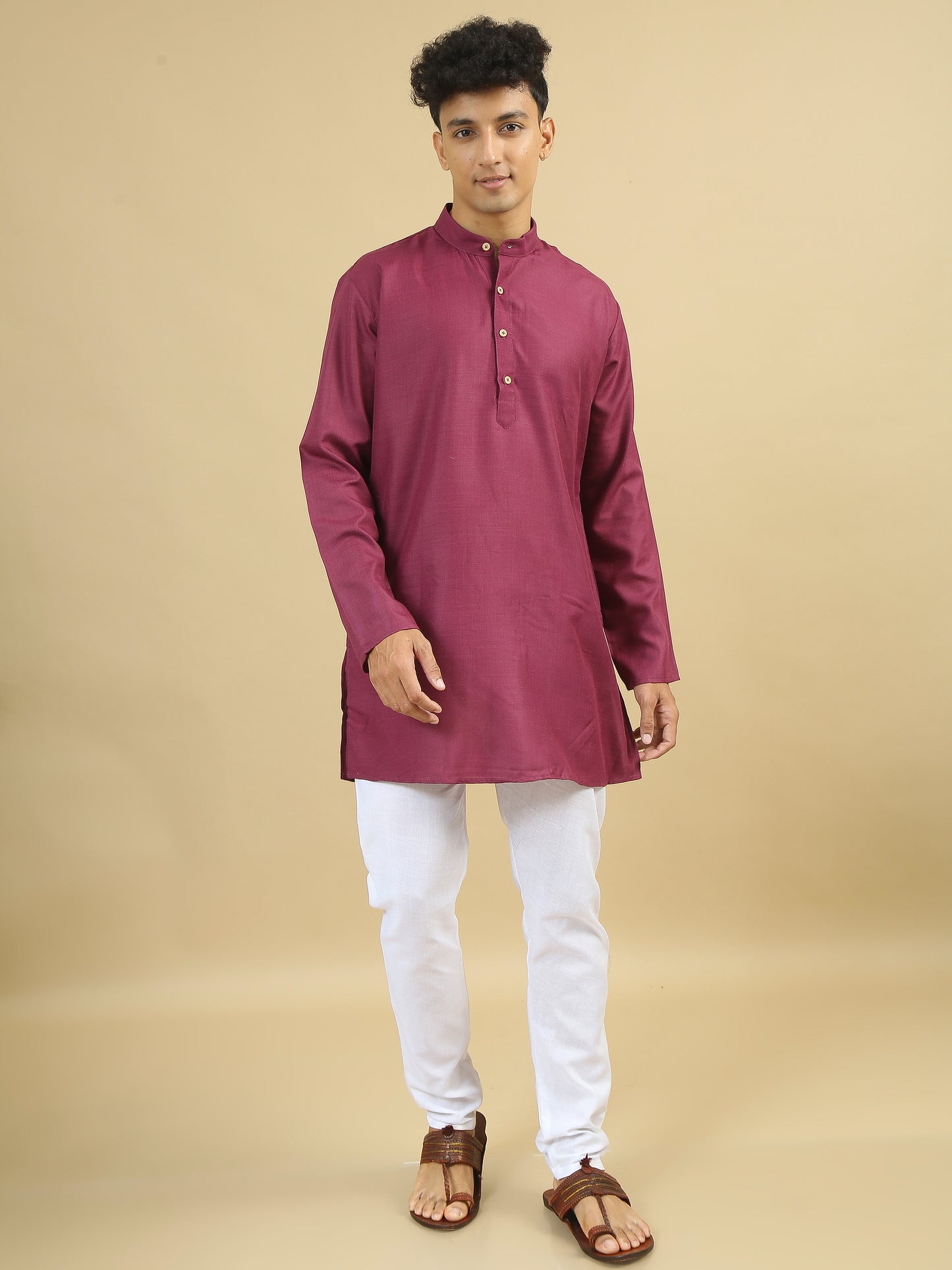 Tattva  Men Solid Cotton Blend Straight Kurta