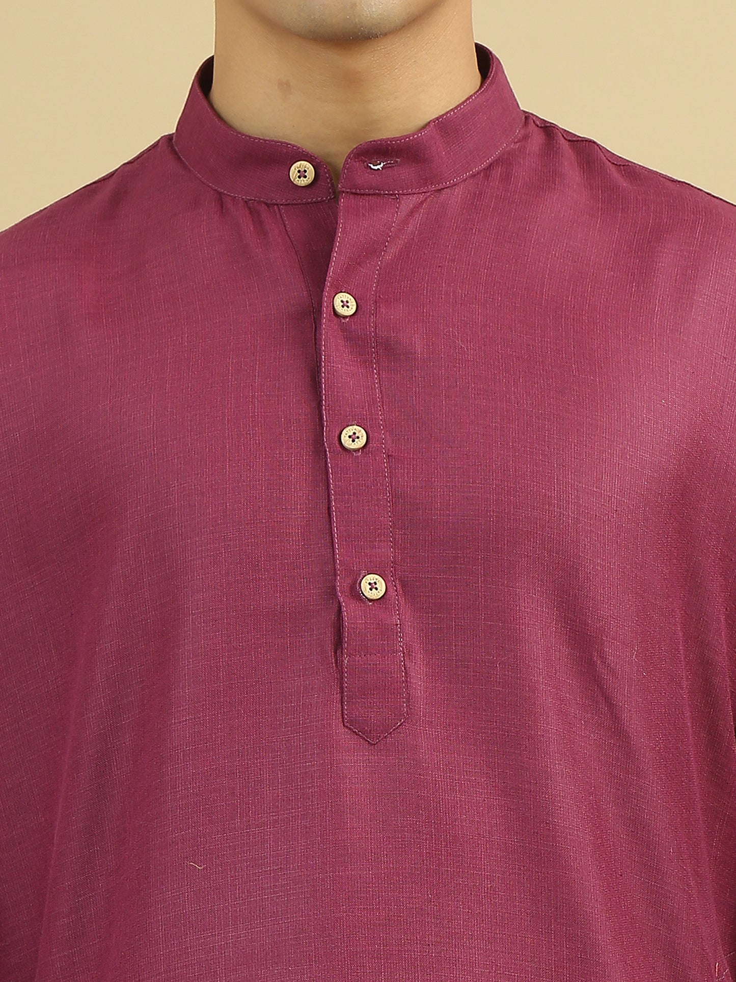 Tattva  Men Solid Cotton Blend Straight Kurta