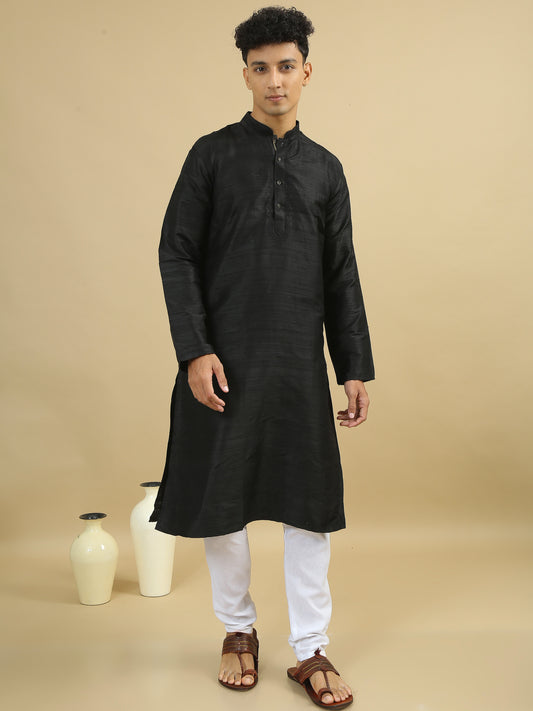 Tattva Men Applique Dupion Silk Straight Kurta