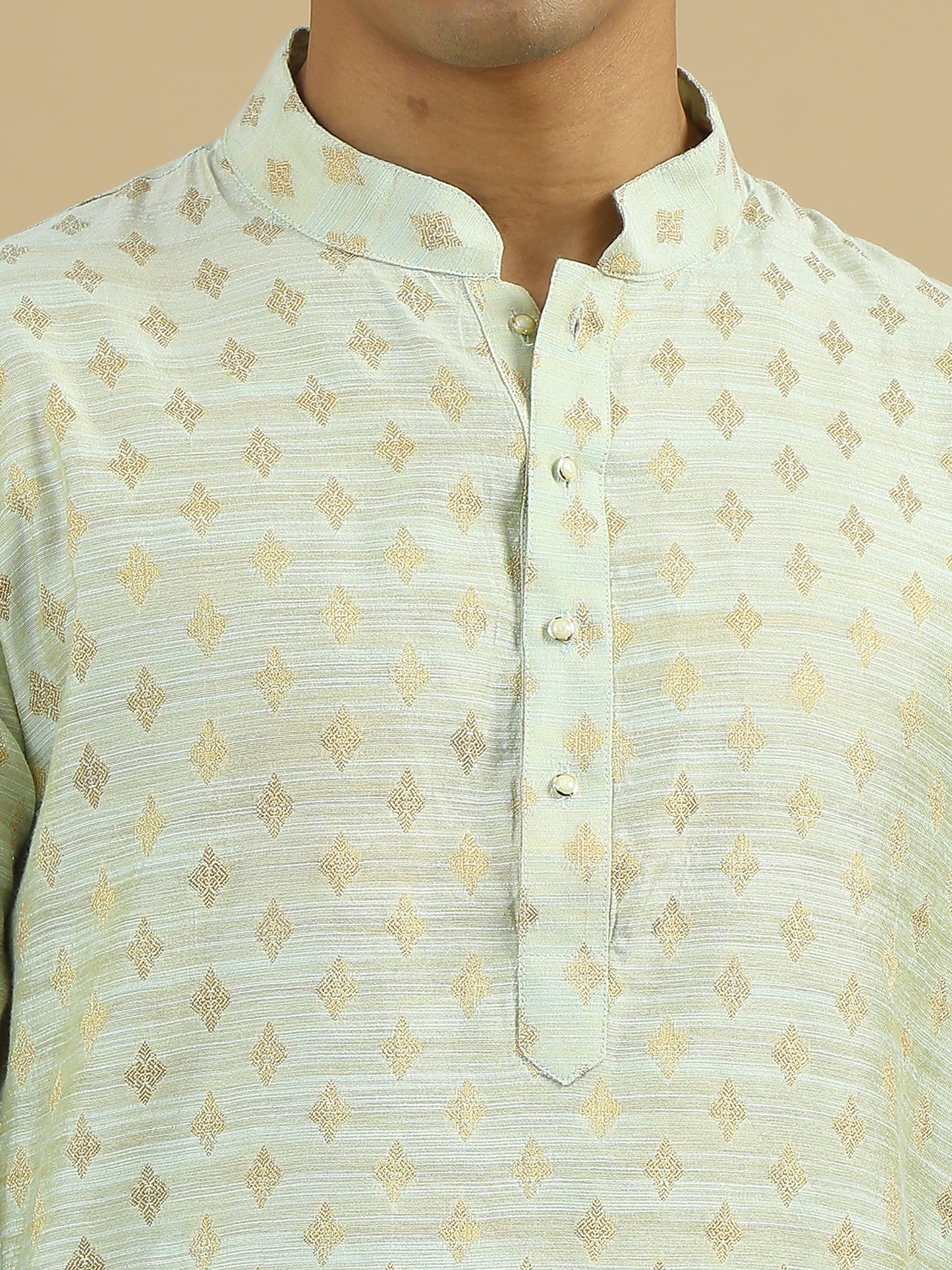 Tattva Men Woven Design Cotton Blend Straight Kurta