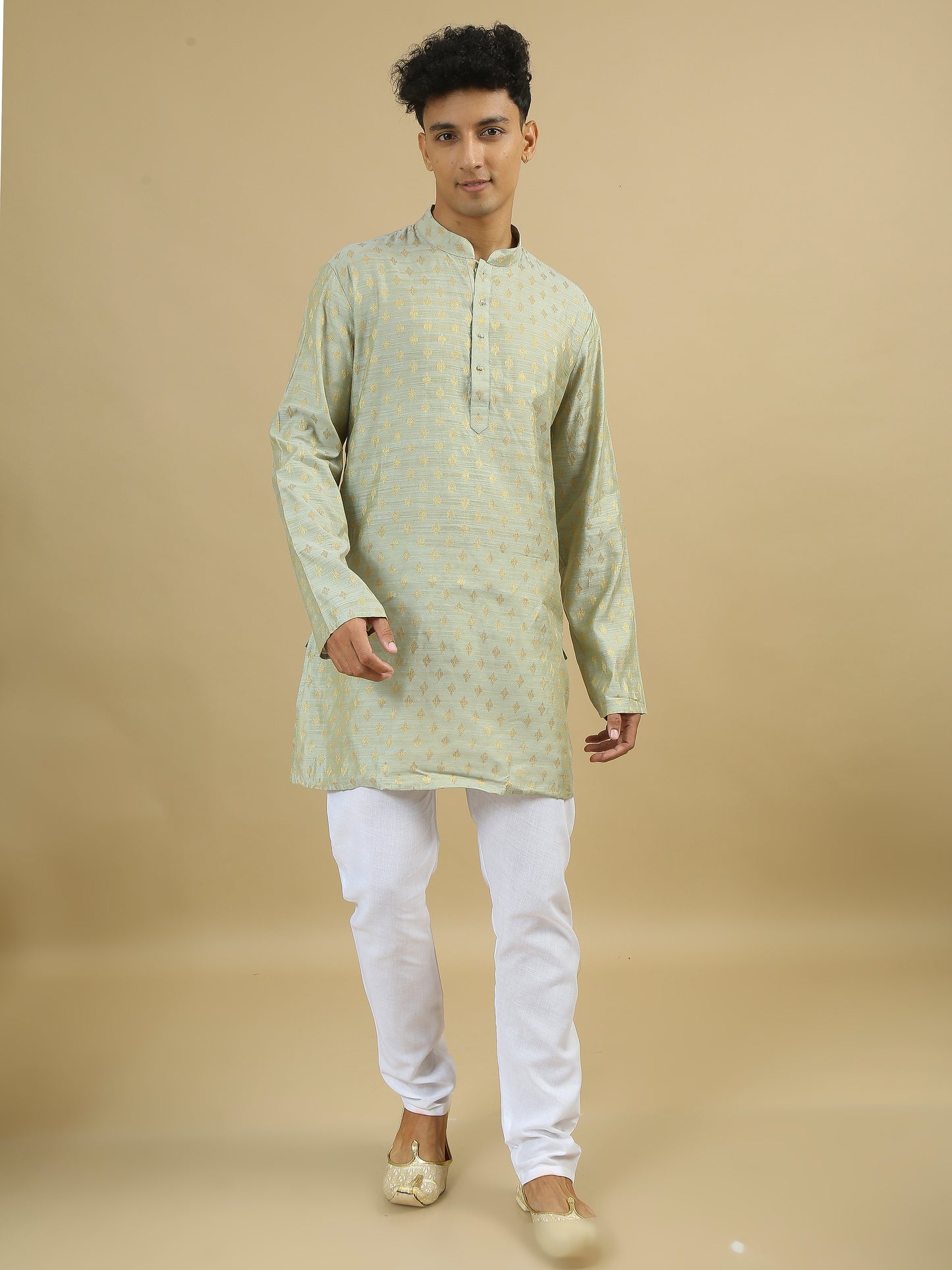 Tattva Men Woven Design Cotton Blend Straight Kurta