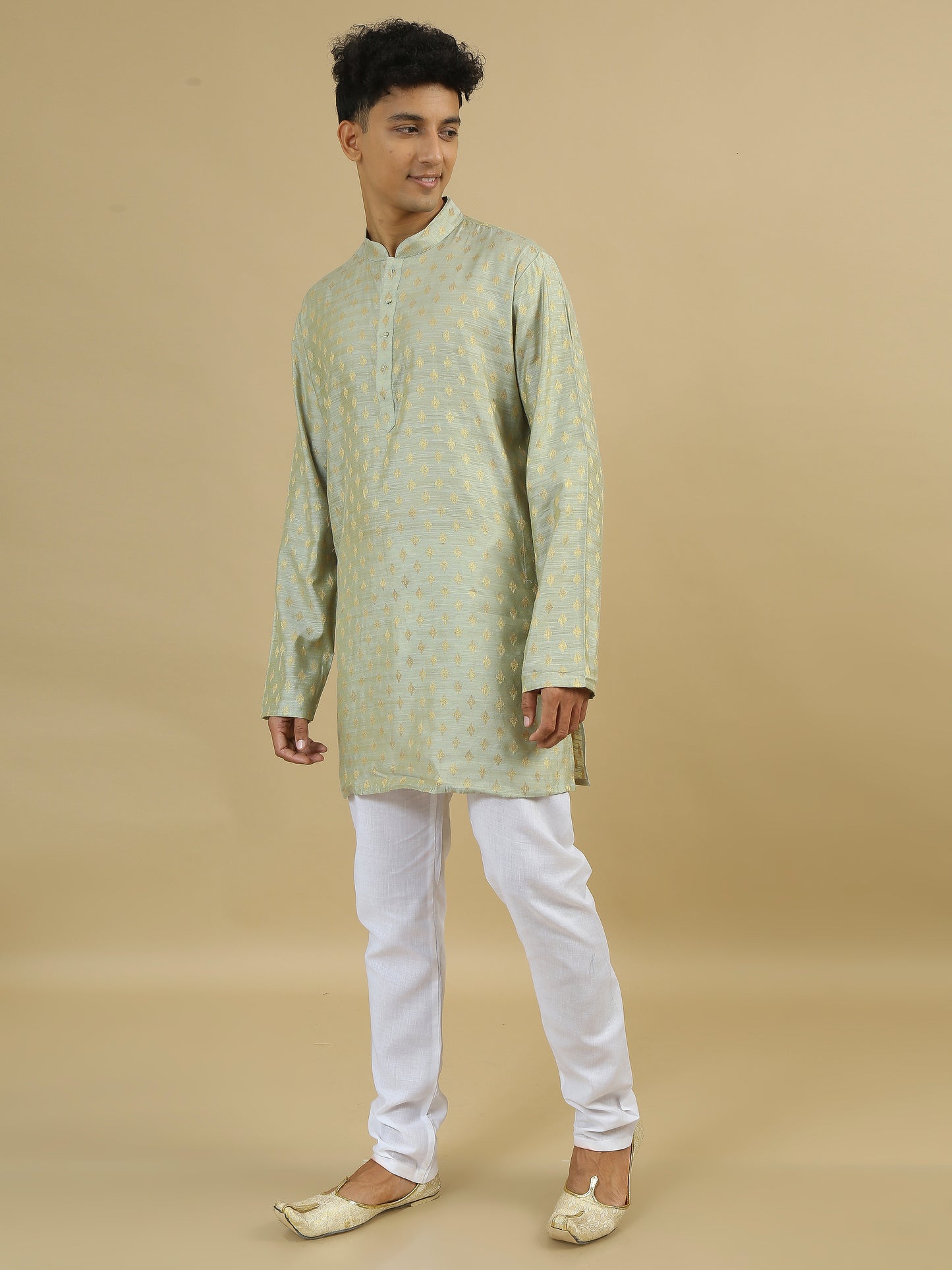 Tattva Men Woven Design Cotton Blend Straight Kurta