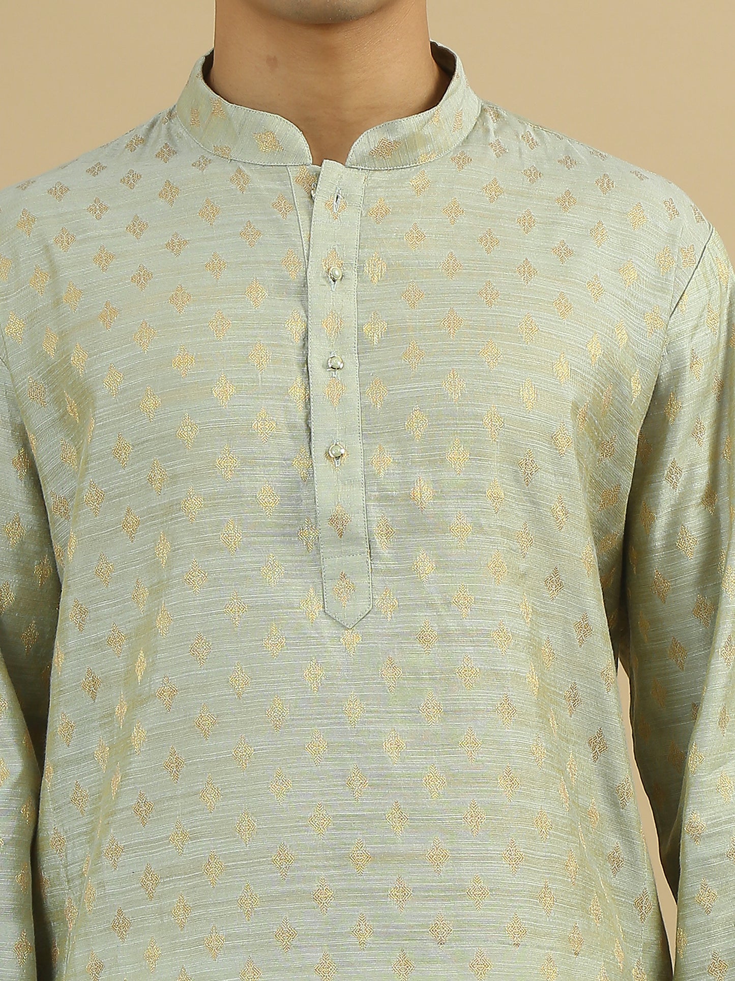 Tattva Men Woven Design Cotton Blend Straight Kurta