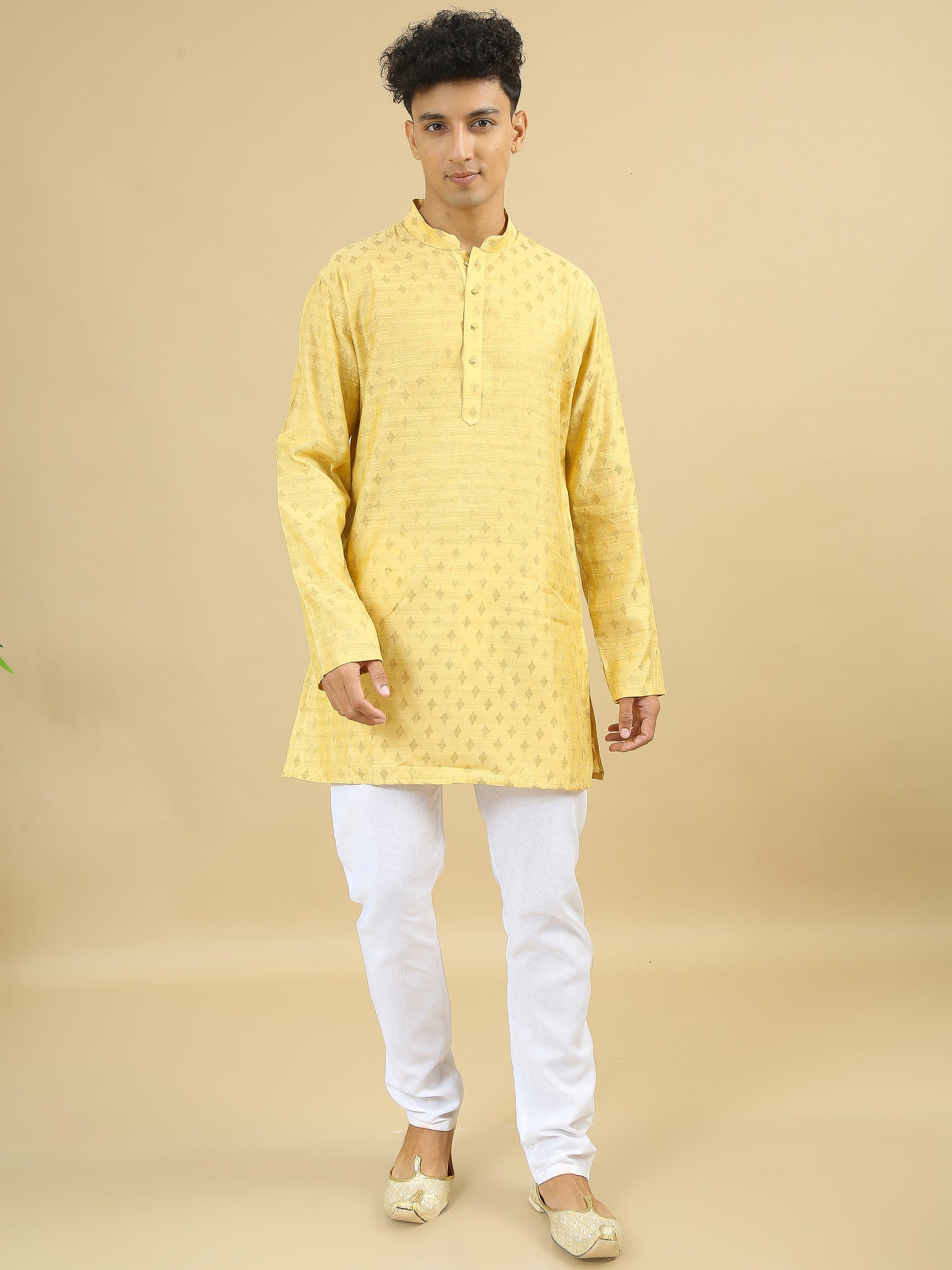 Tattva Men Woven Design Cotton Blend Straight Kurta