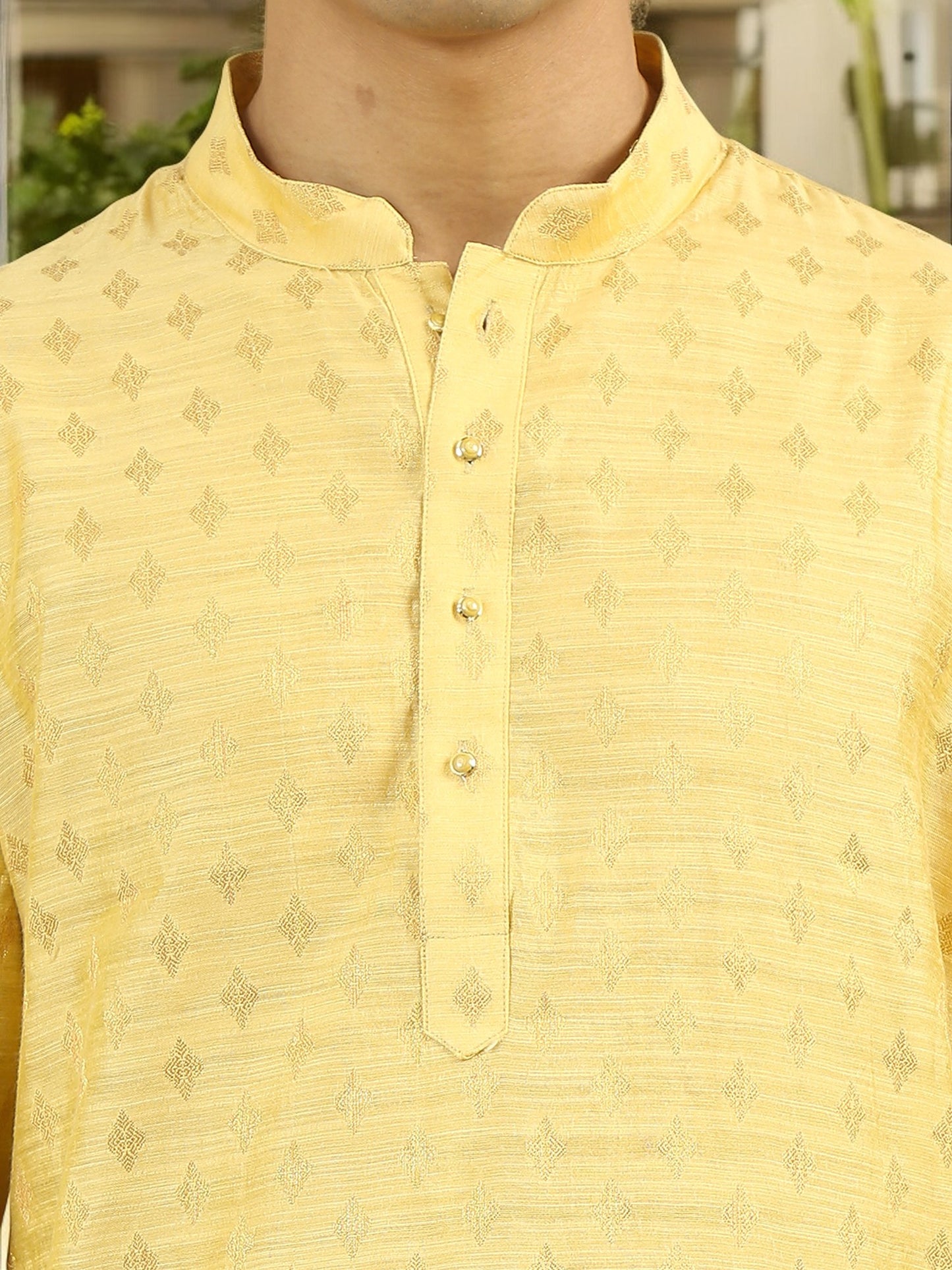 Tattva Men Woven Design Cotton Blend Straight Kurta