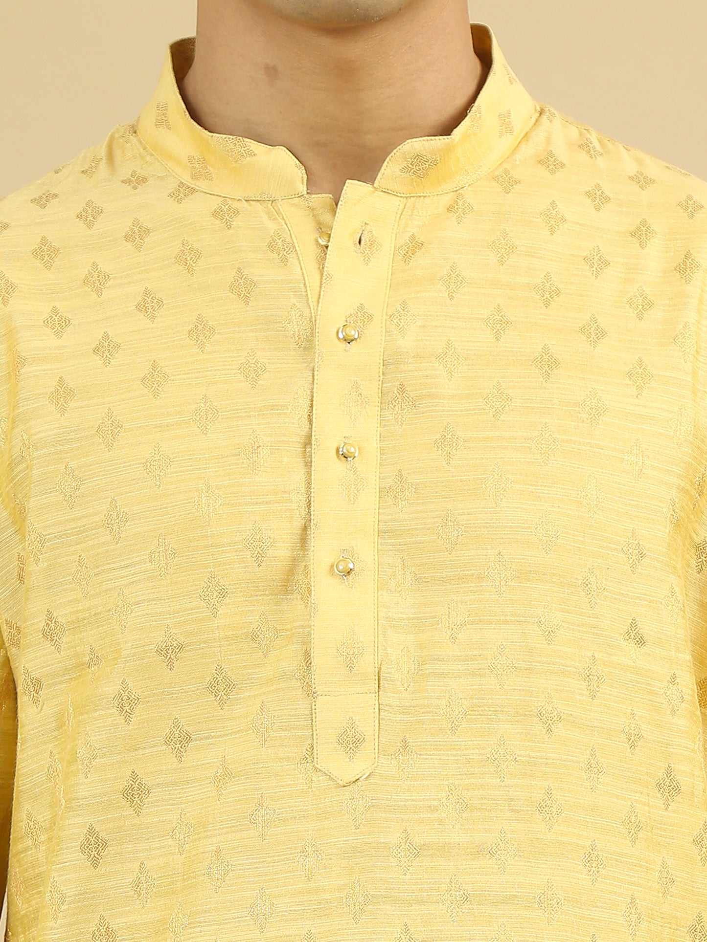 Tattva Men Woven Design Cotton Blend Straight Kurta