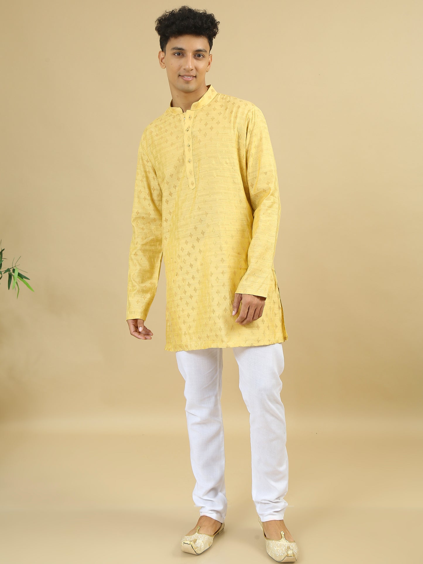 Tattva Men Woven Design Cotton Blend Straight Kurta