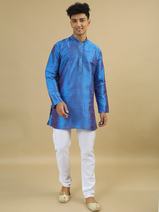 Tattva  Men Applique Dupion Silk Straight Kurta